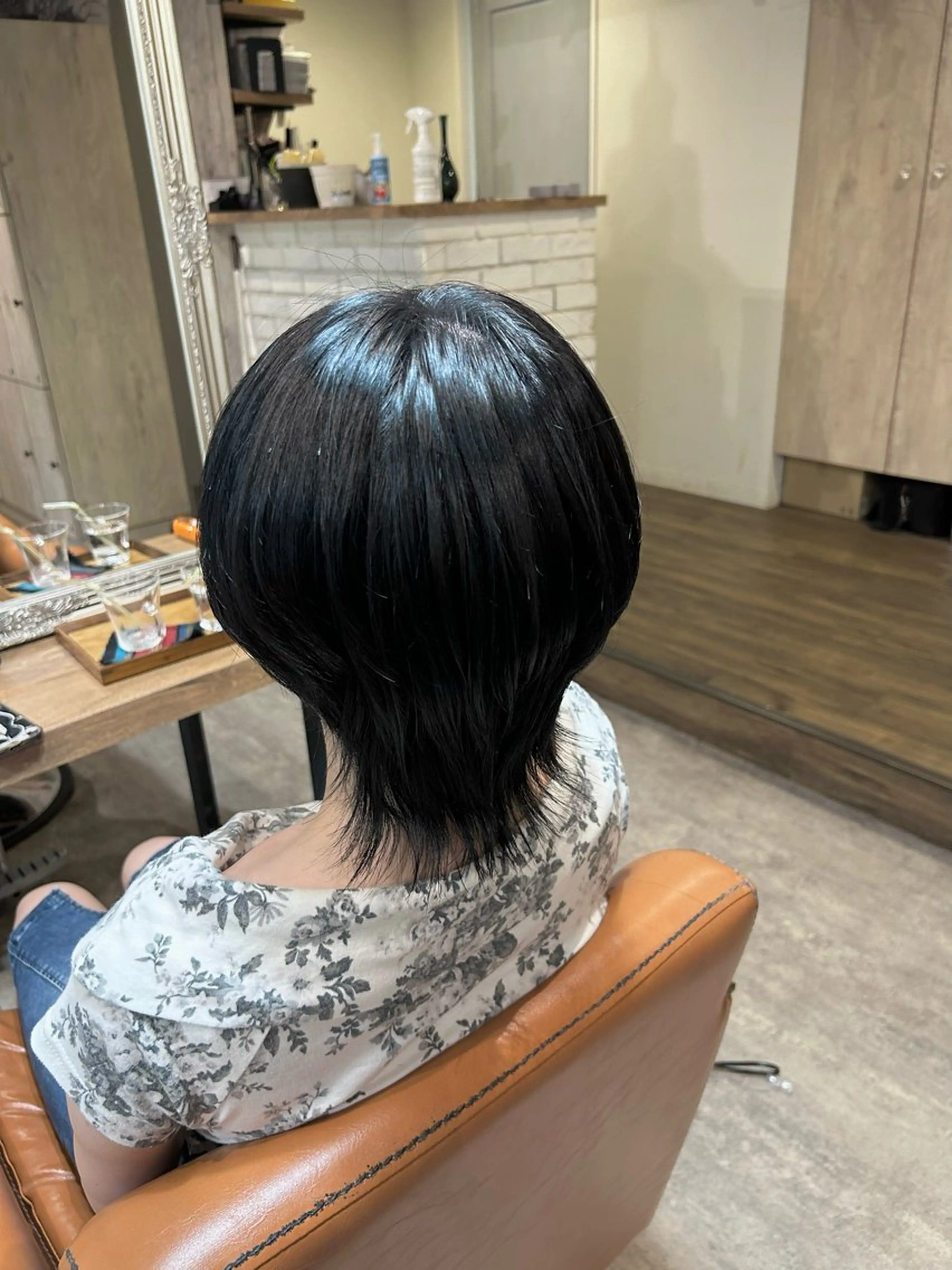ショート カラー 黒髪 ブルーカラー ブルーブラック HARE nene🐿🍡のヘアスタイル