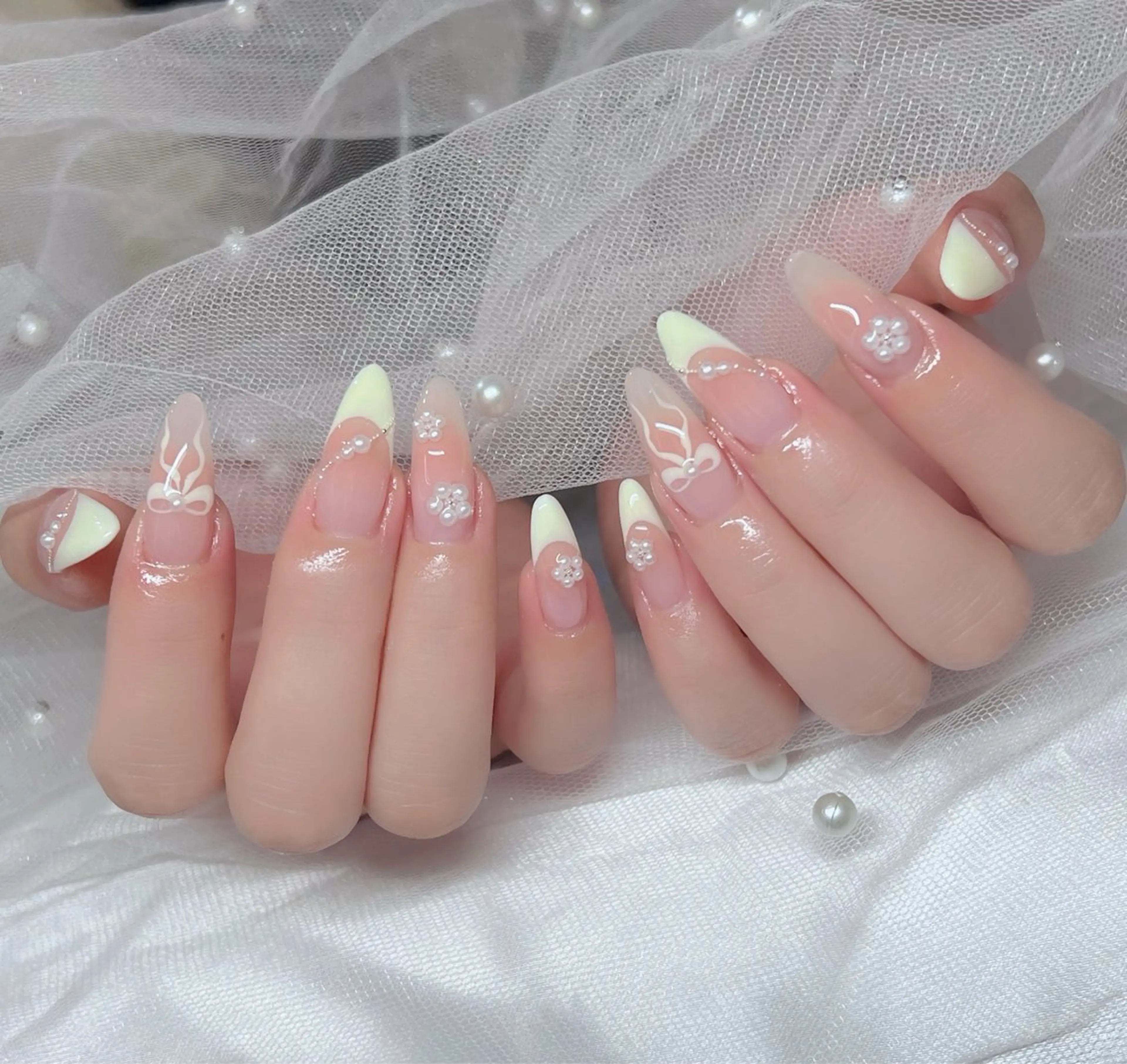 ネイル ハンドネイル 🎀PG🩵 ネイルサロンのネイルデザイン