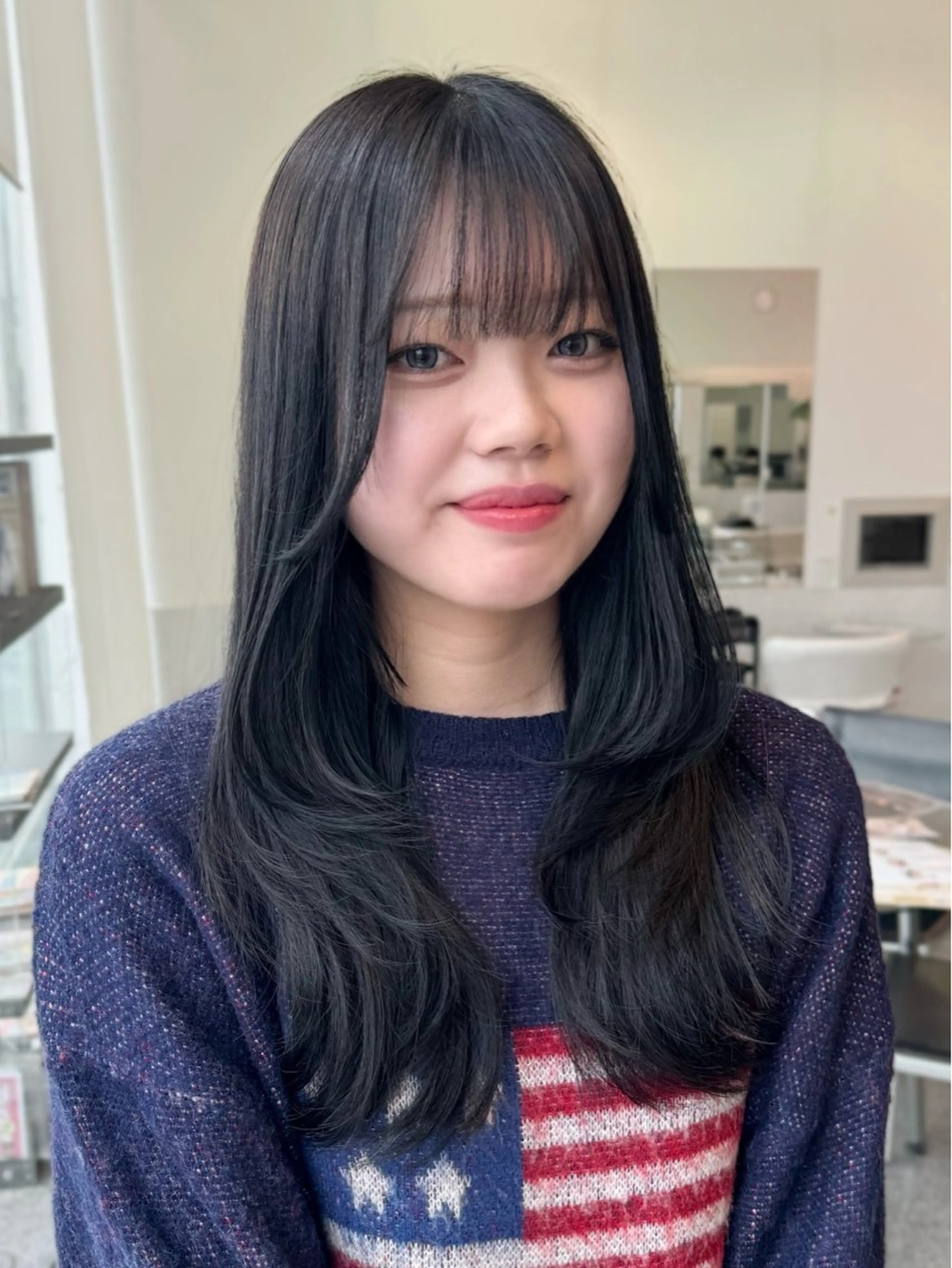 ロング カラー 黒髪 ブルーカラー ブルーブラック レイヤーカット 🫧ヒシダアキ taboo.i🫧のヘアスタイル