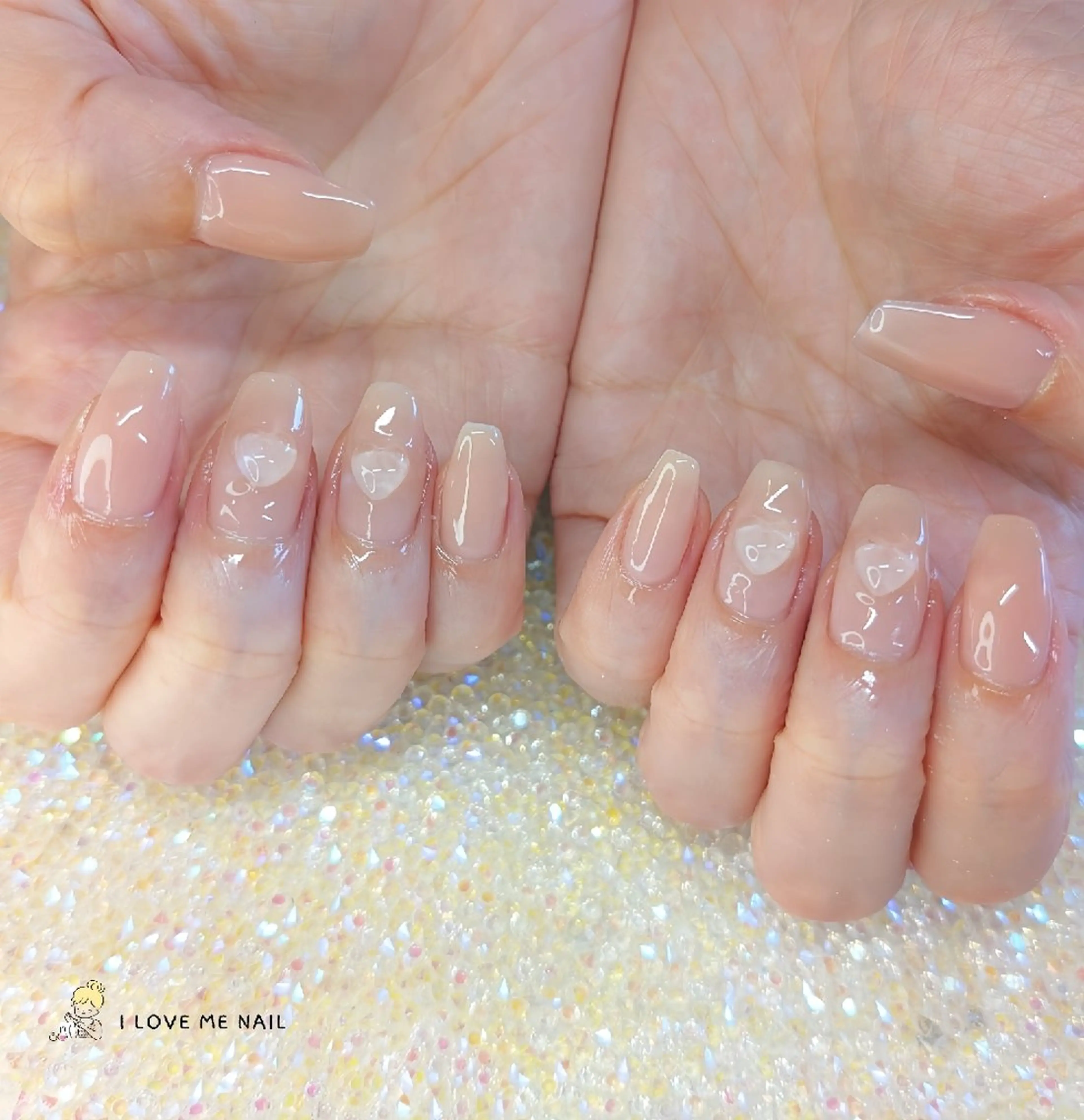 ネイル 長さ出し ハート 韓国ネイル マグネットネイル ニュアンスネイル ハンドネイル I LOVE ME NAIL.｡.:*♡のネイルデザイン