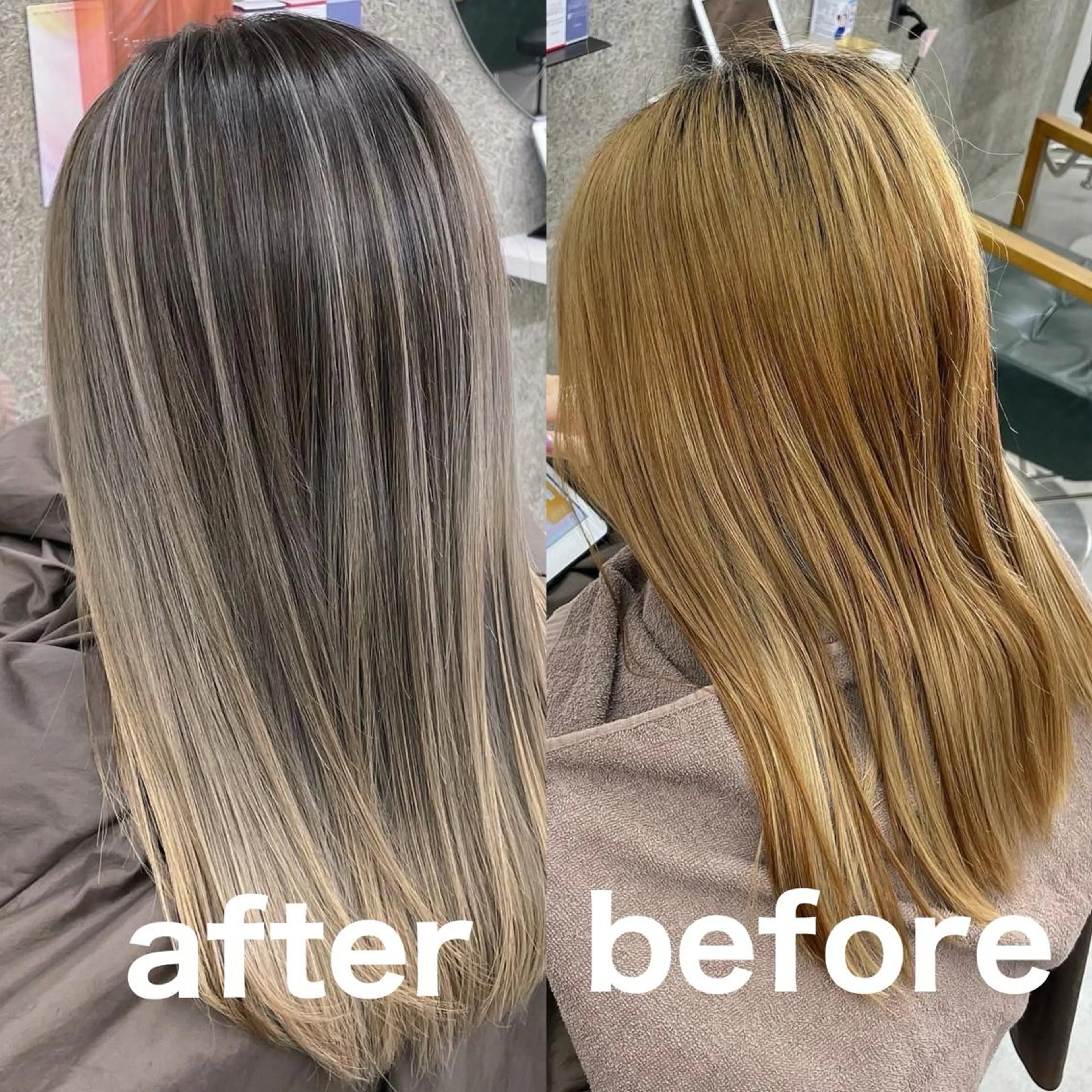 セミロング カラー ヘアカラー トリートメント Lull (シェアサロンReco VIProom)所属・Lull1人美容室 バレイヤージュのヘアスタイル