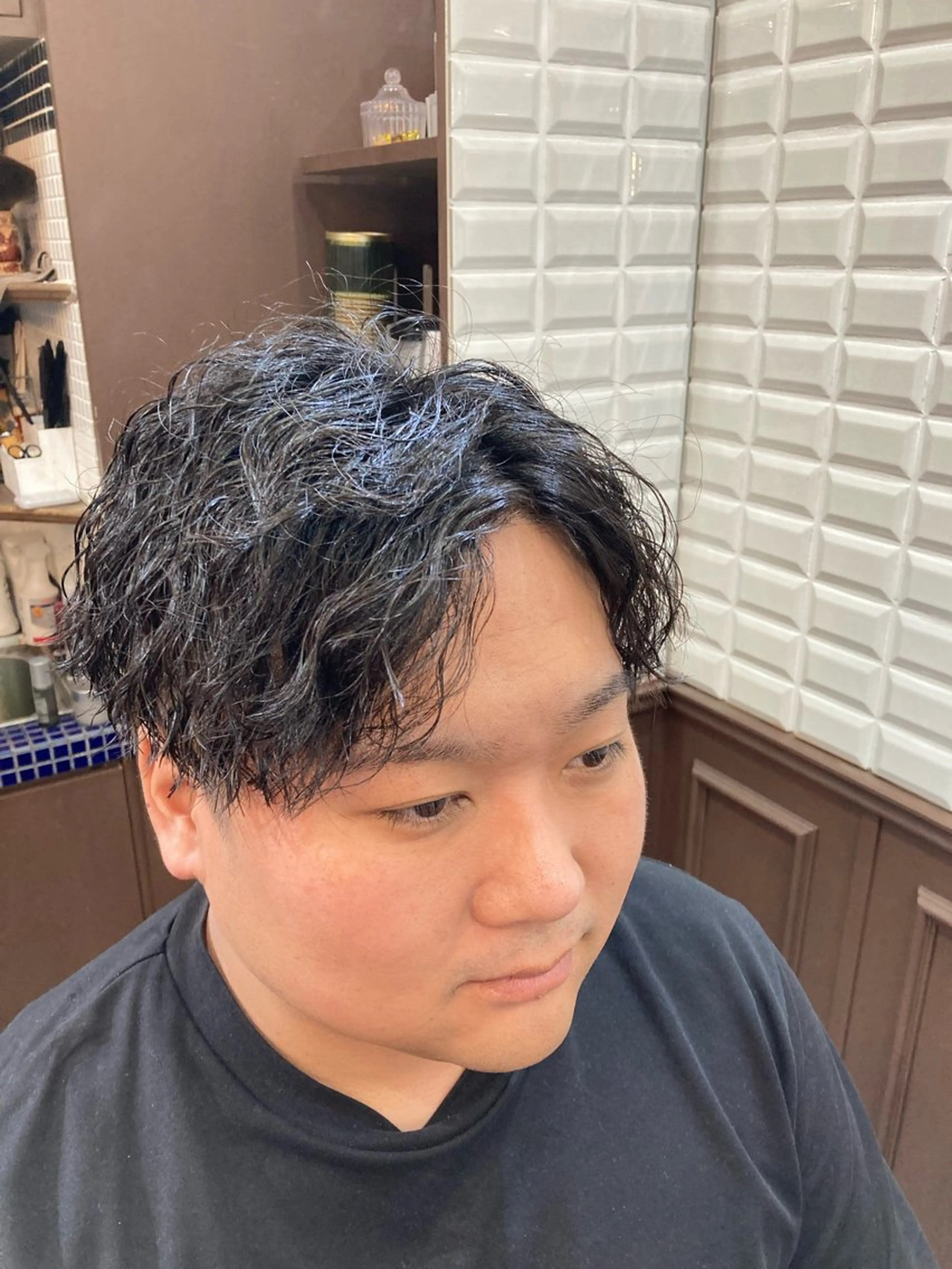ショート パーマ メンズ フェードカット メンズハイライト メンズメッシュ メンズパーマ スキンフェード ルピナス中田店長 山口大地のヘアスタイル