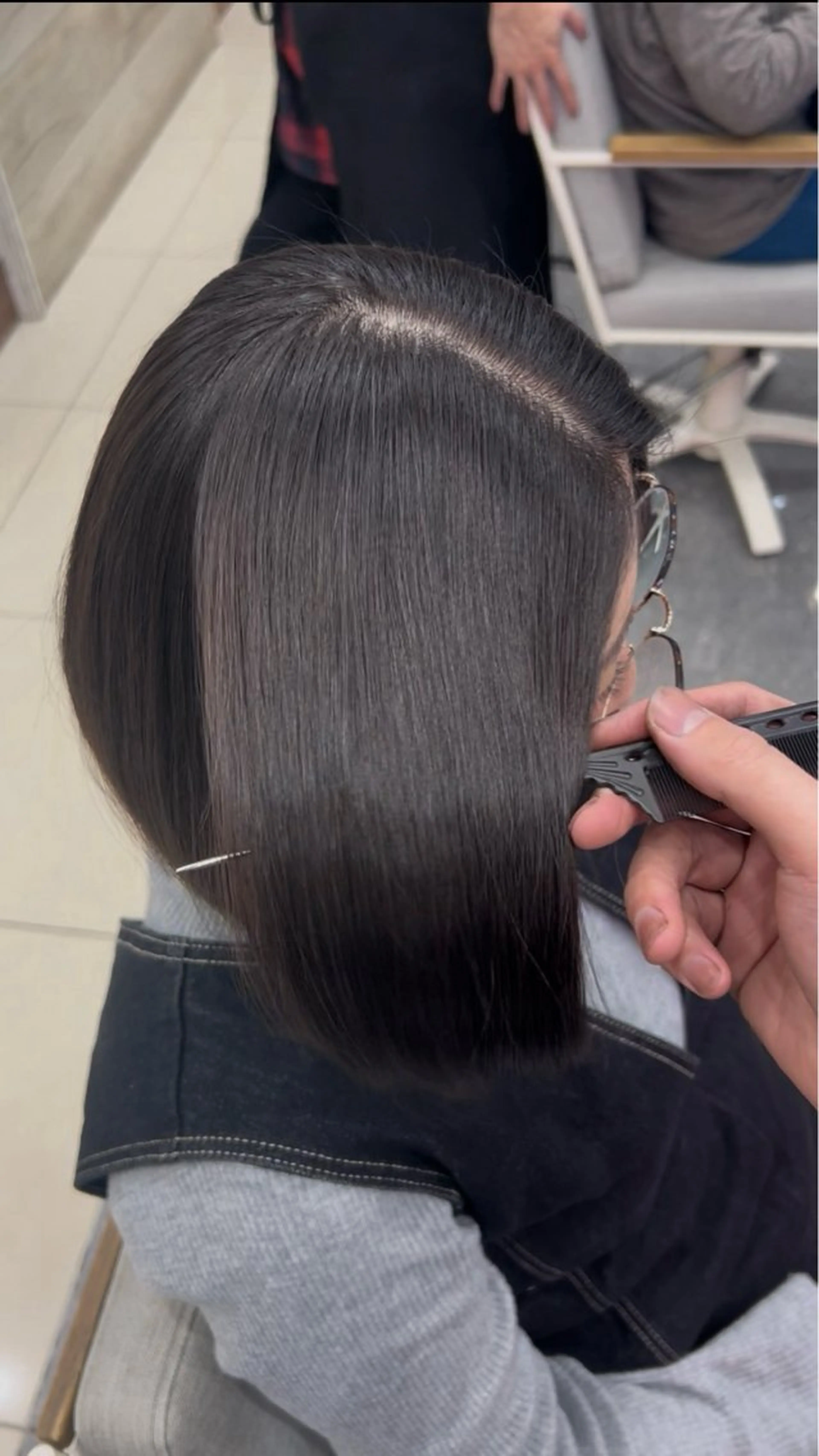 セミロング パーマ 縮毛矯正 カット 縮毛矯正 太白区/白髪ぼかし ハイライト/千葉達人のヘアスタイル