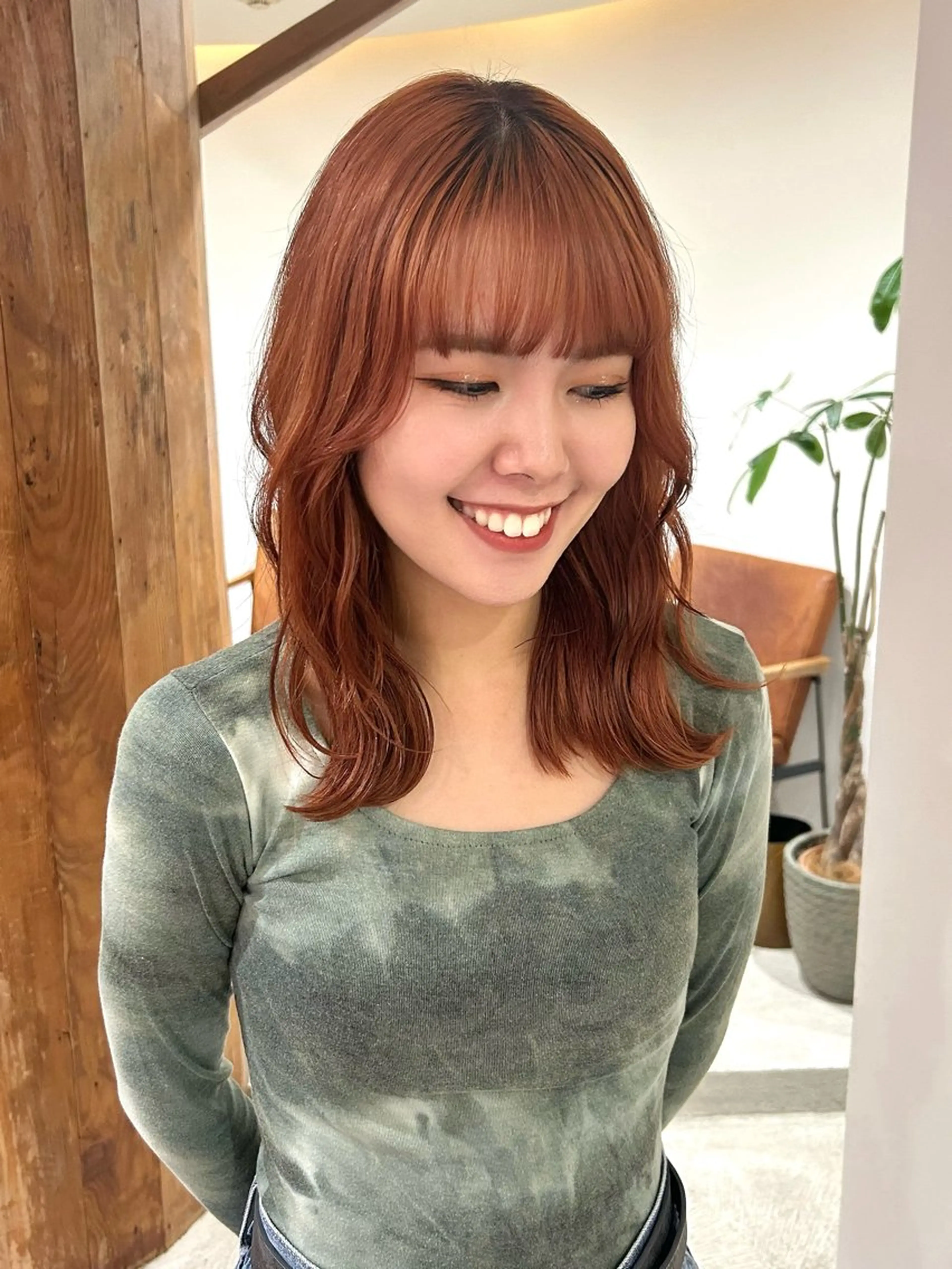 ミディアム カラー ブラウンカラー オレンジ オレンジブラウン カット ボブレイヤー/ ブリーチ/miyuuのヘアスタイル