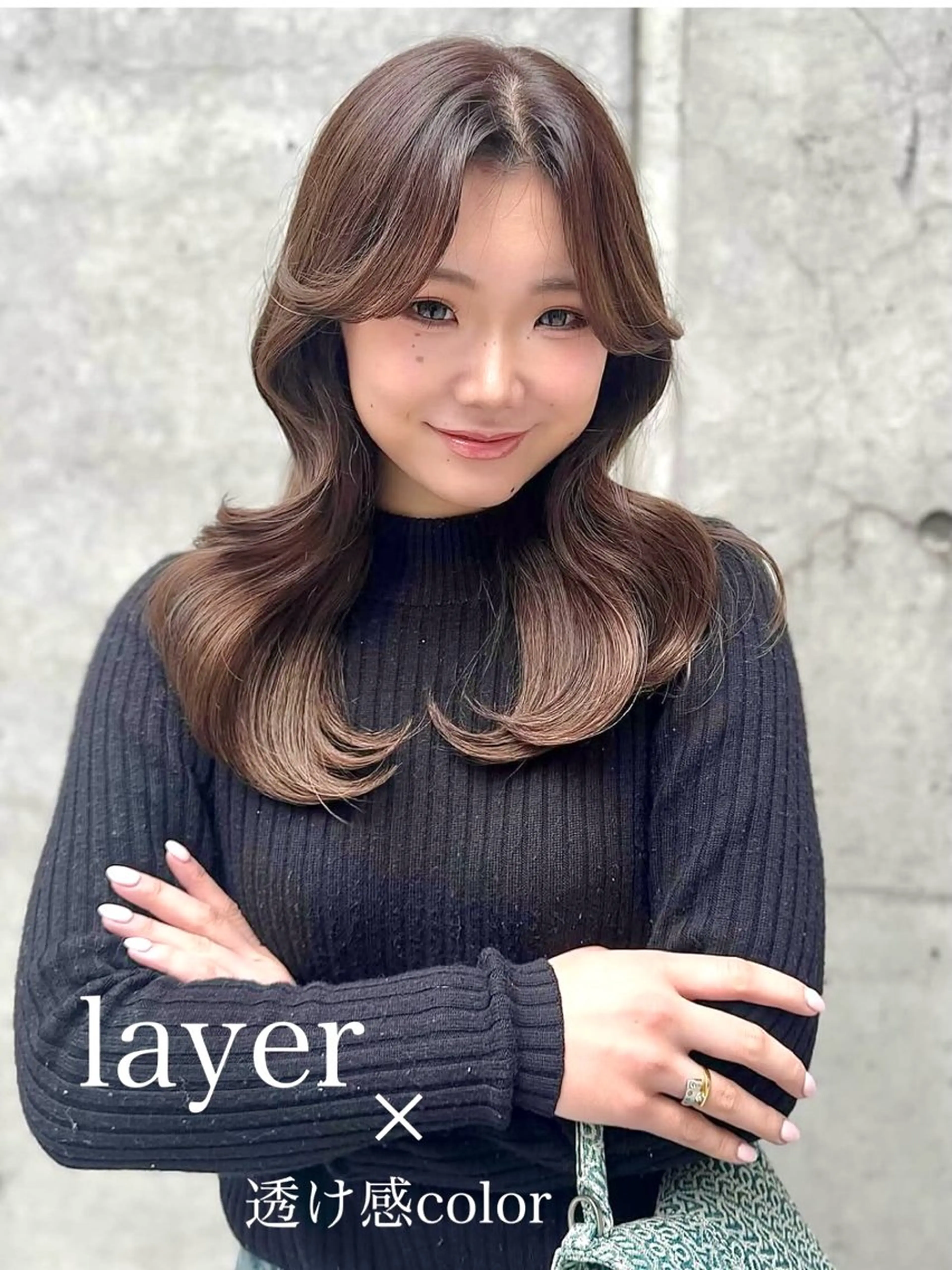 ミディアム りん/ワンホン/艶髪 /小顔顔周りカットのヘアスタイル