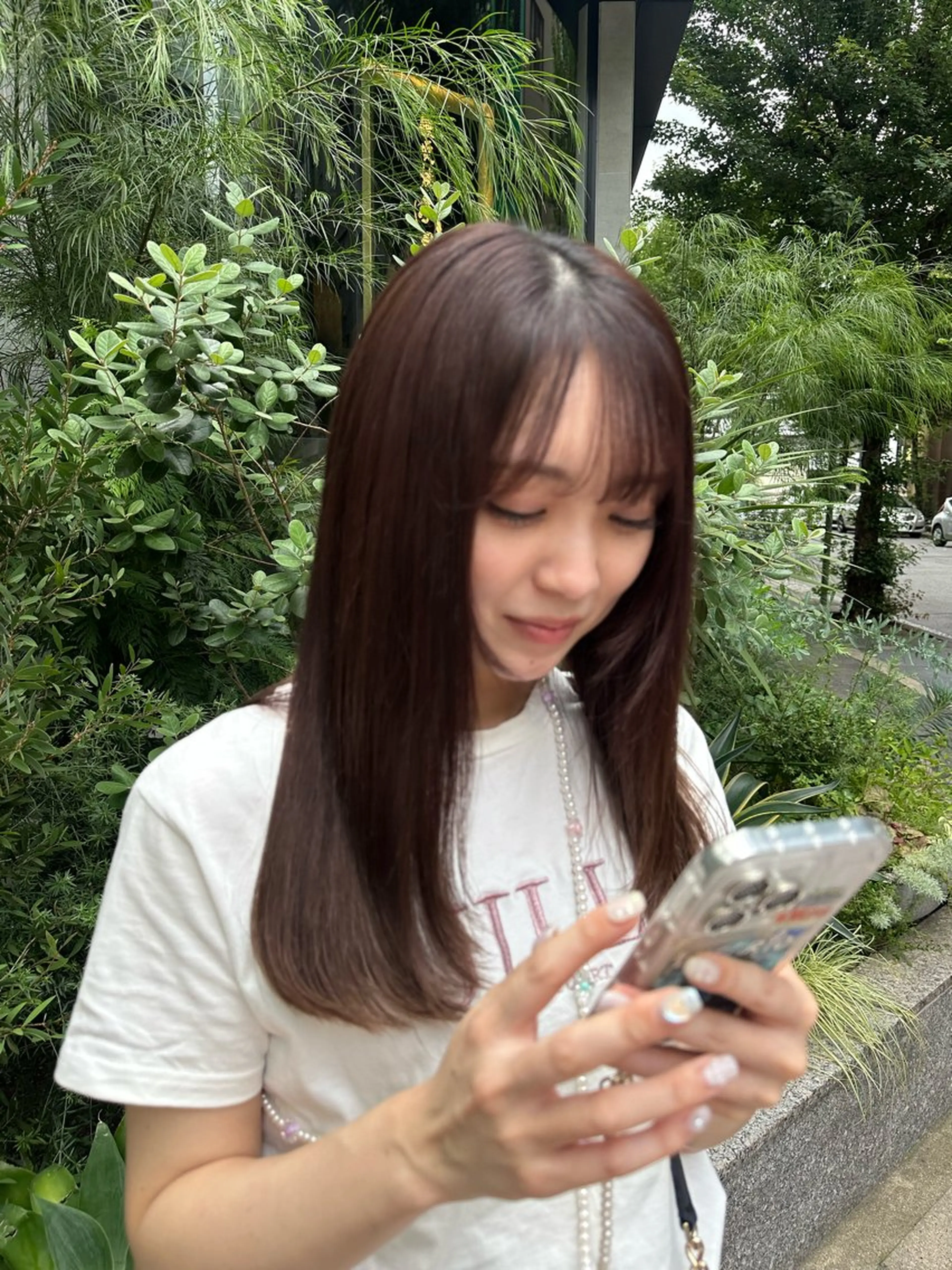 ロング カラー ヘアアレンジ タイトボブ個性派カラ ーAKANEのヘアスタイル