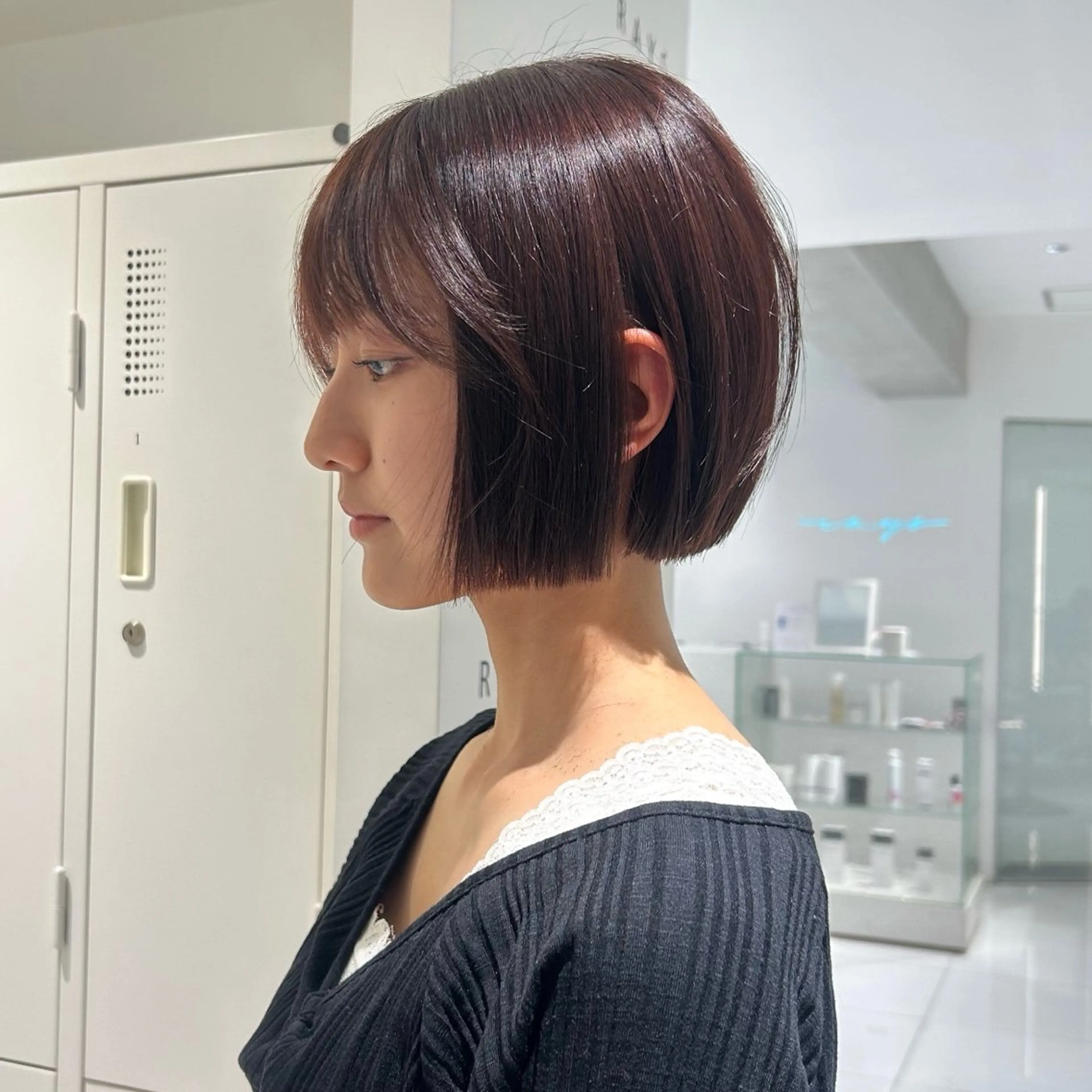 ショート カラー ブラウンカラー レッドカラー レッドブラウン ボブ 小顔カット カット ココナ./ 立川/青梅線のヘアスタイル