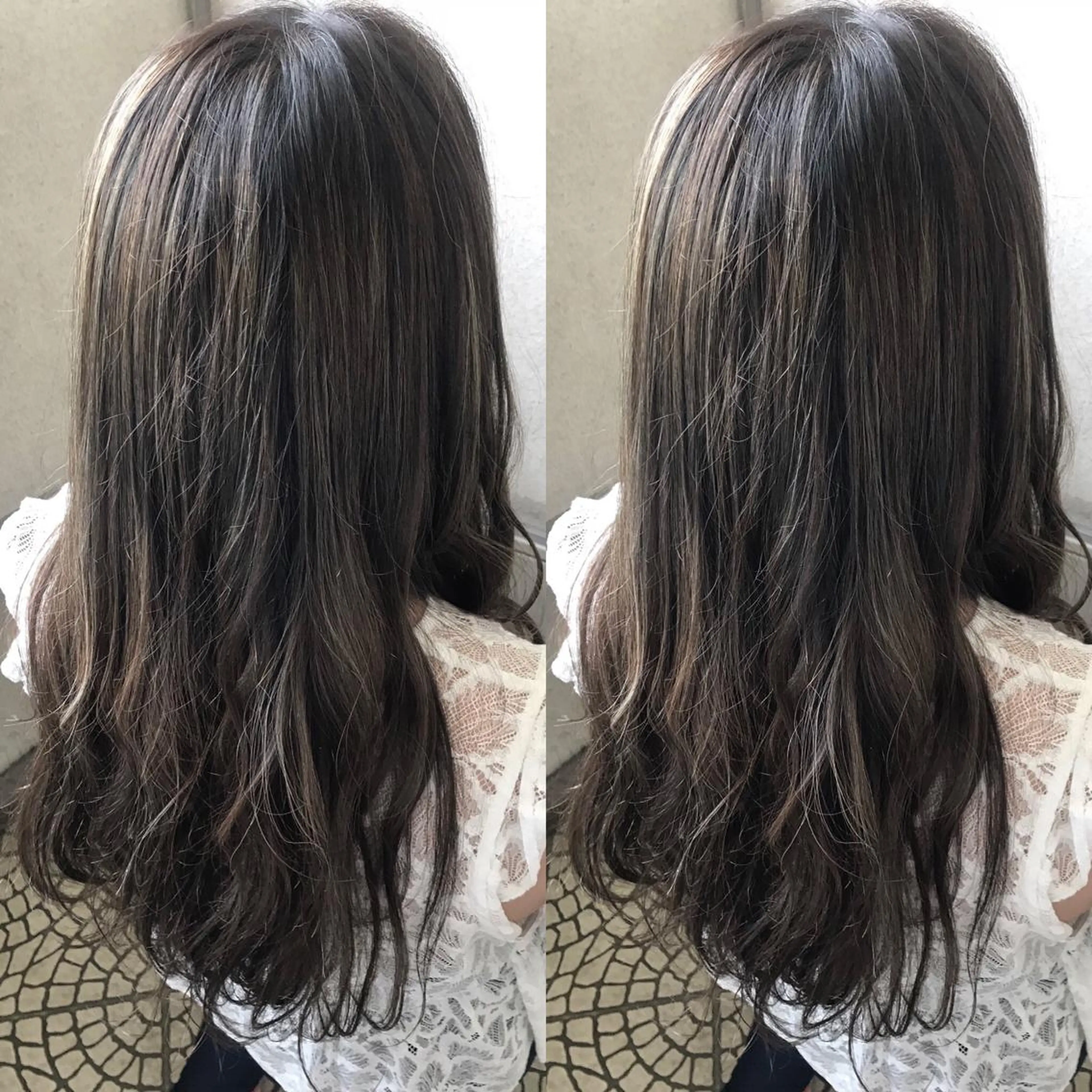 セミロング カラー 小栗 麻衣のヘアスタイル