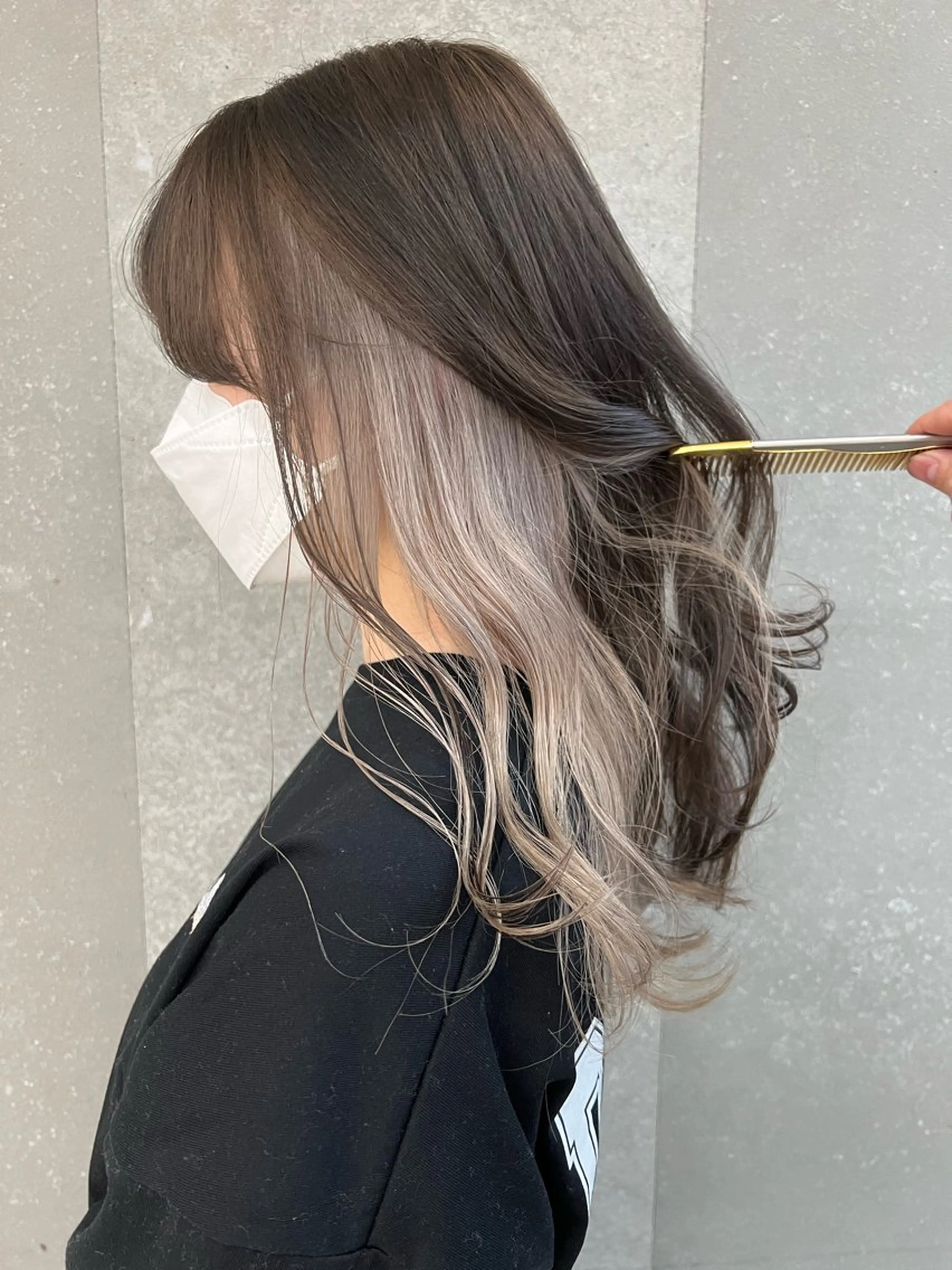セミロング カラー ベージュカラー ブリーチ ハイトーンカラー ホワイトベージュ カット ヘアカラー トリートメント ブリーチ特化 梅田本多翔のヘアスタイル