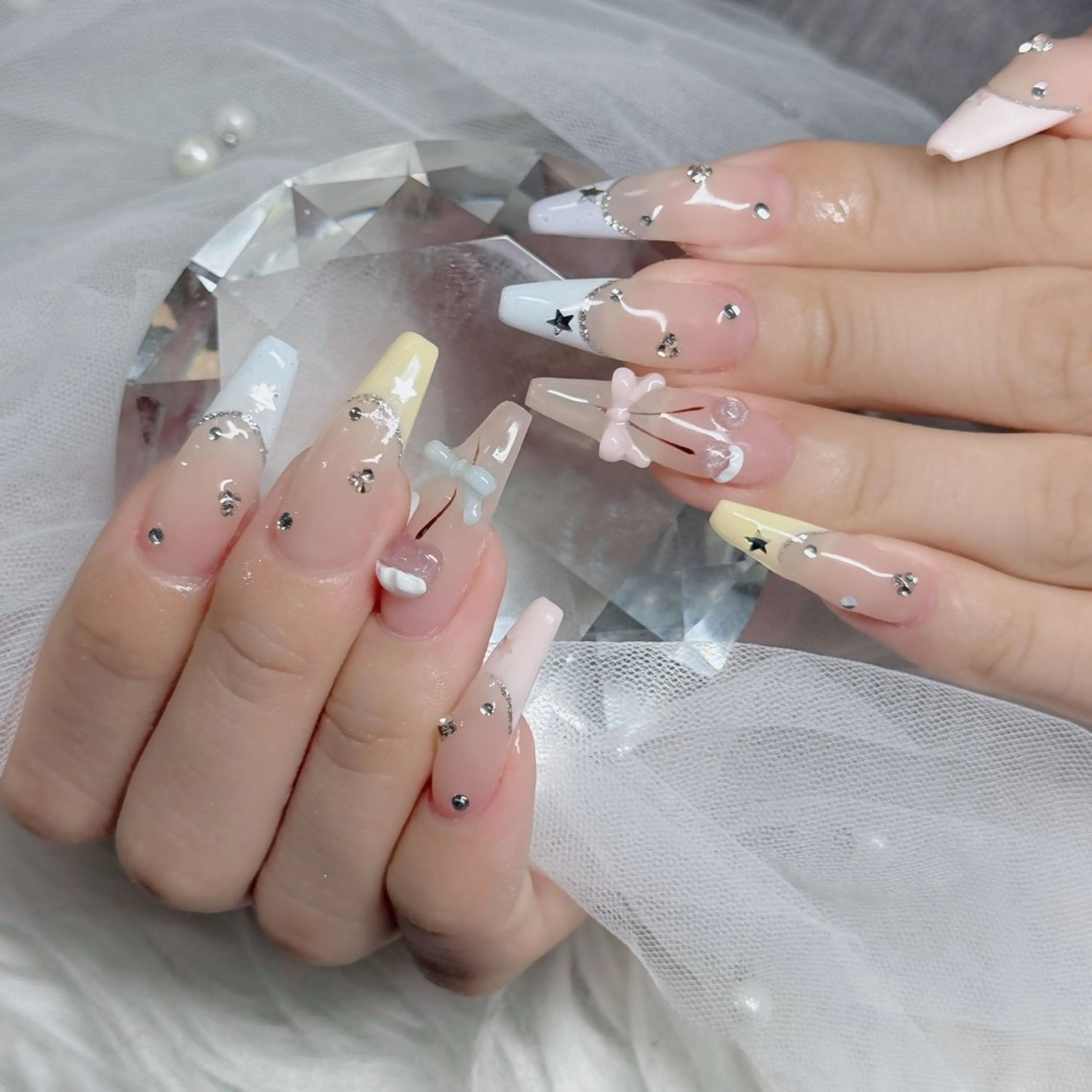ネイル フットネイル フレンチネイル グラデーション 韓国ネイル ロングネイル ハンドネイル Hani Nail Salonのネイルデザイン
