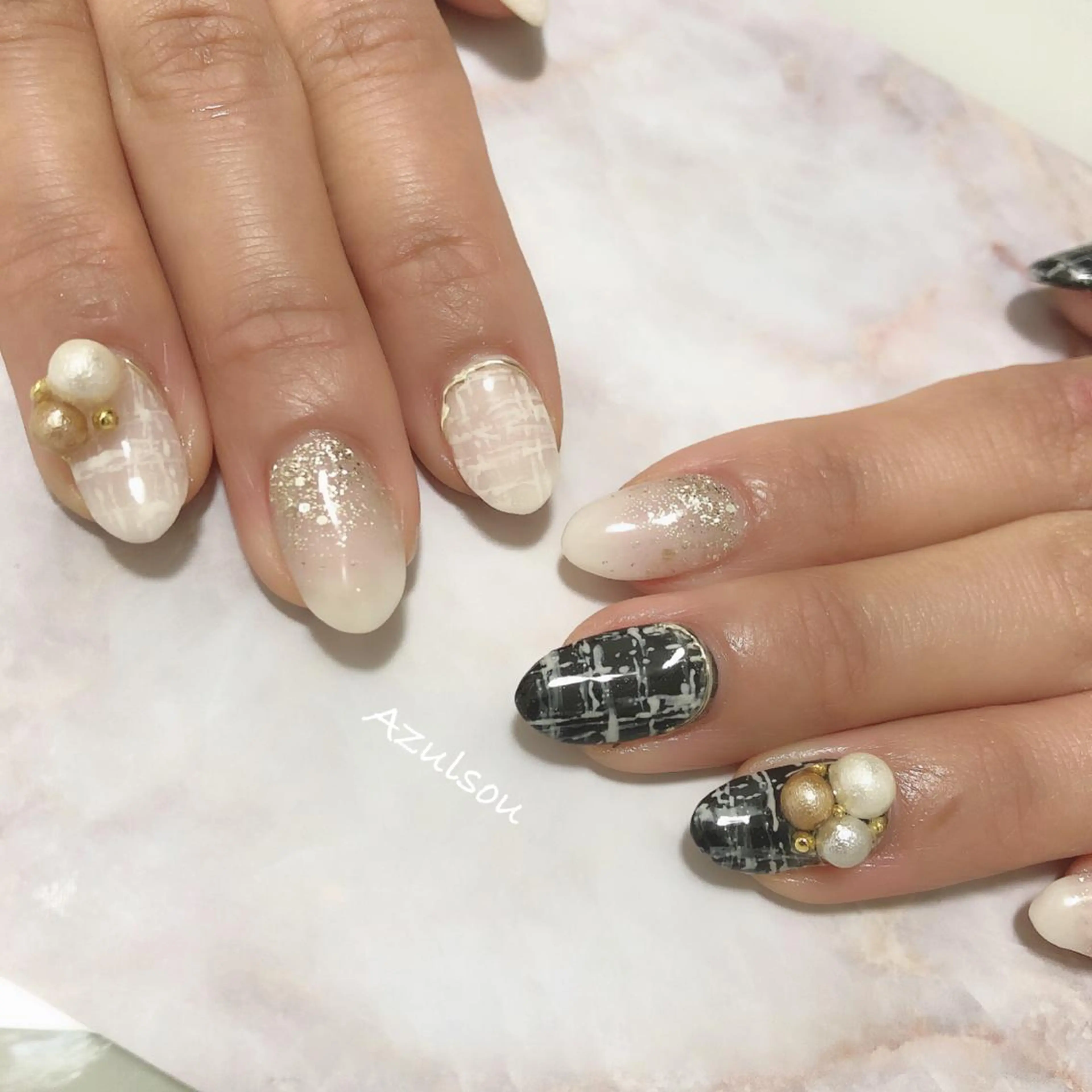 ネイル ジェルネイル 韓国ネイル ミラーネイル 持ち込み ニュアンスネイル Azulsou 廣川愛のネイルデザイン