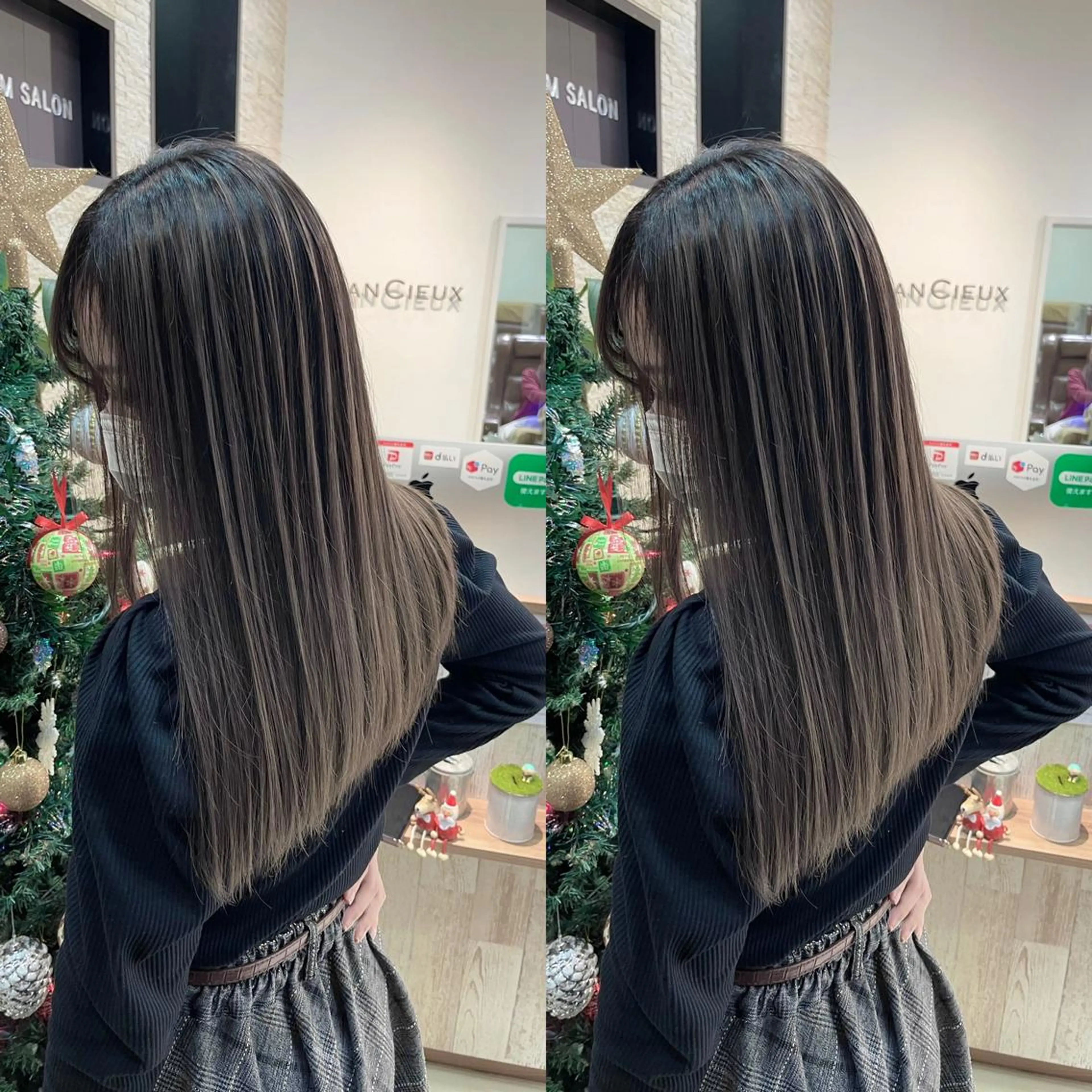 セミロング カット ヘアカラー Y Uのヘアスタイル