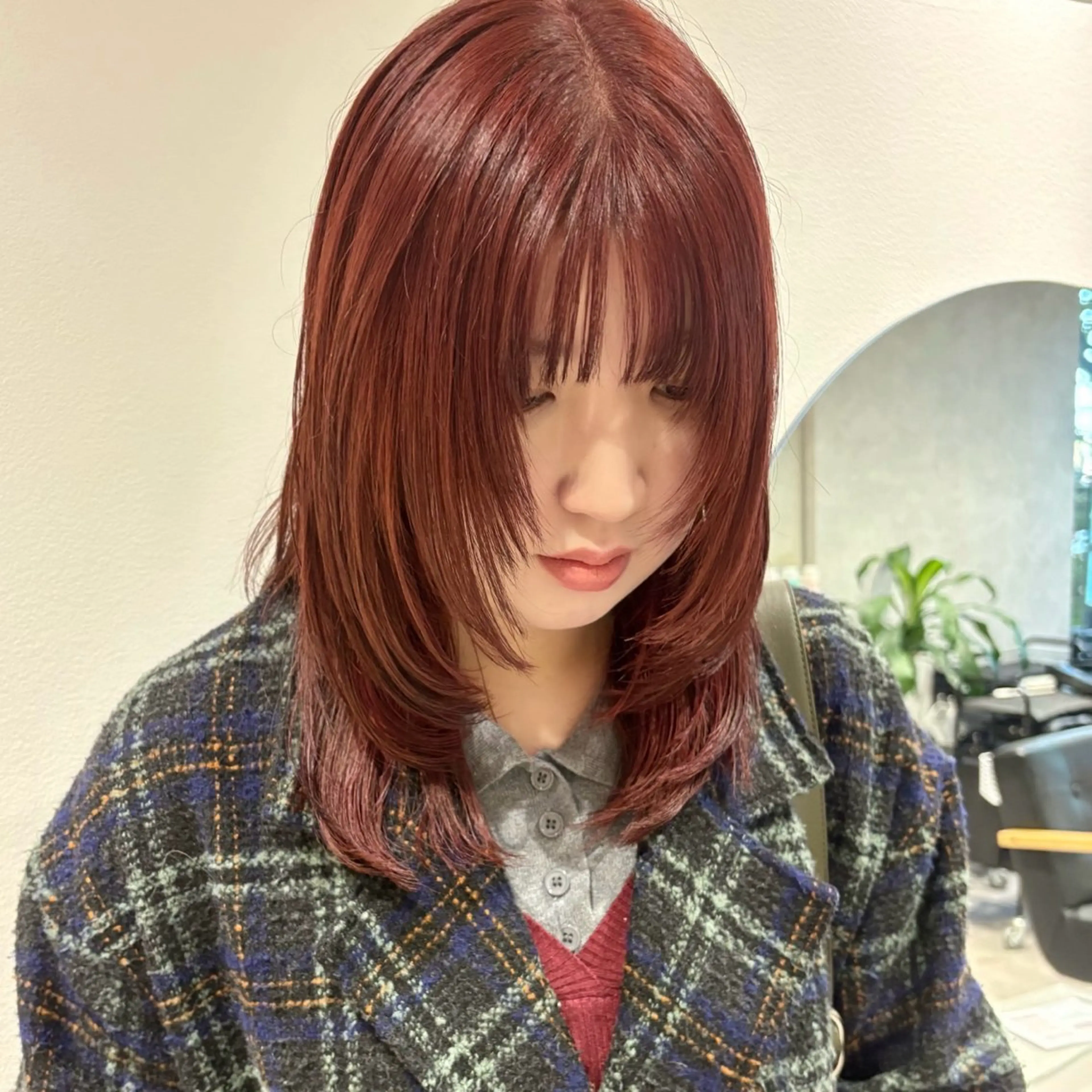 ミディアム カラー カット ヘアカラー トリートメント 🍊暖色×顔周り 🍊cocoroのヘアスタイル