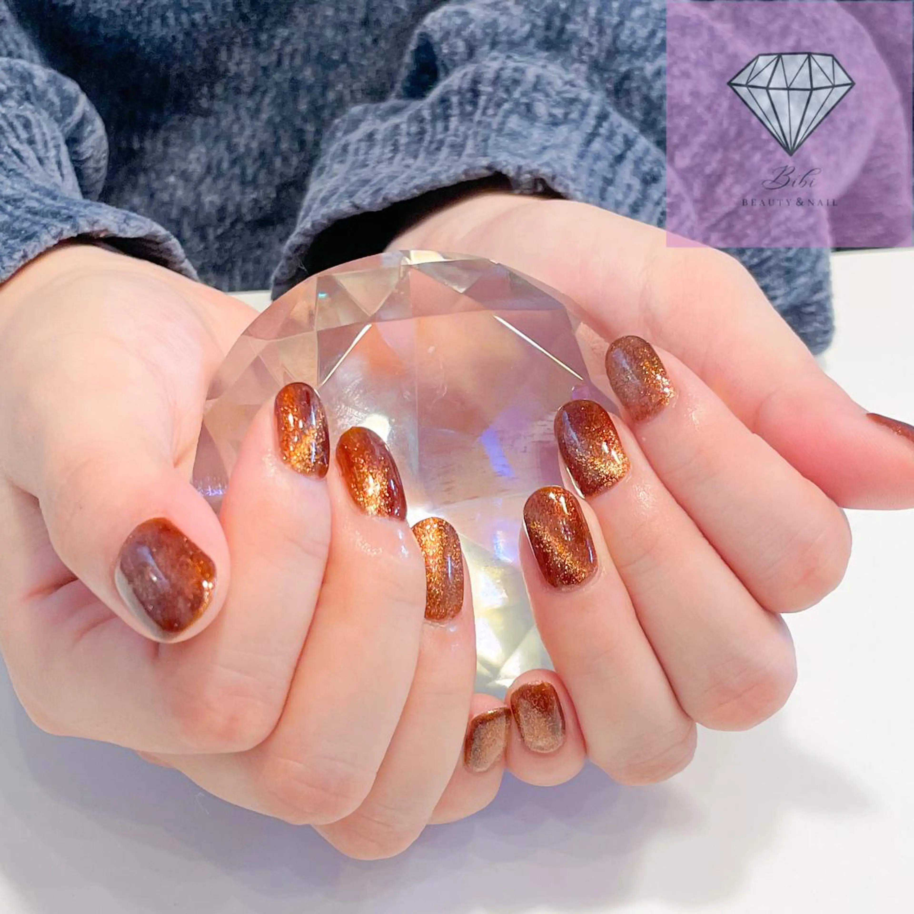 ネイル ブラウン マグネットネイル ハンドネイル ネイルサロン💎 Bibiのネイルデザイン