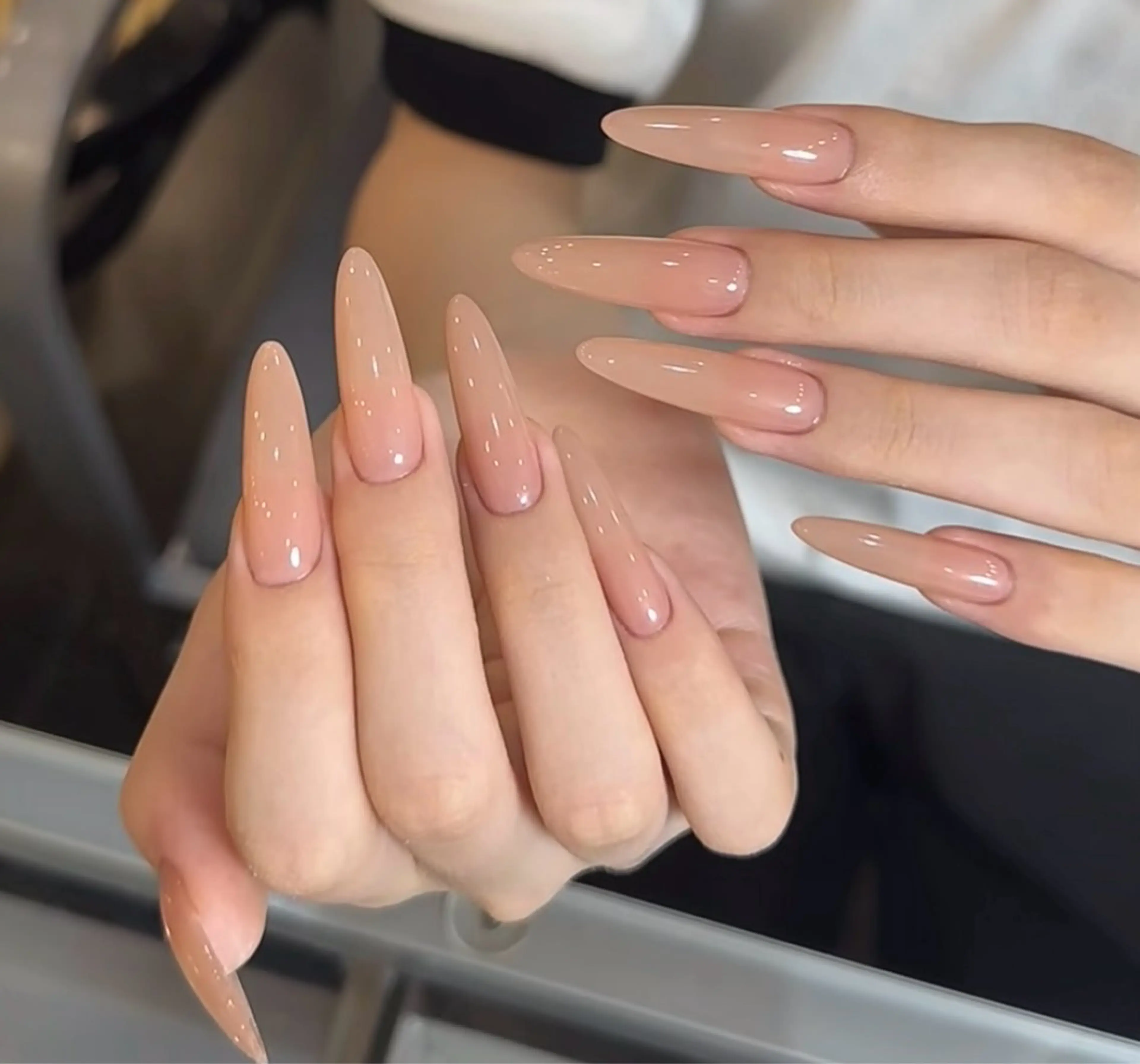 ネイル アートネイル オーロラネイル チークネイル 長さ出し フレンチネイル ハンドネイル ハンドケア Yumi Nail Seiのネイルデザイン