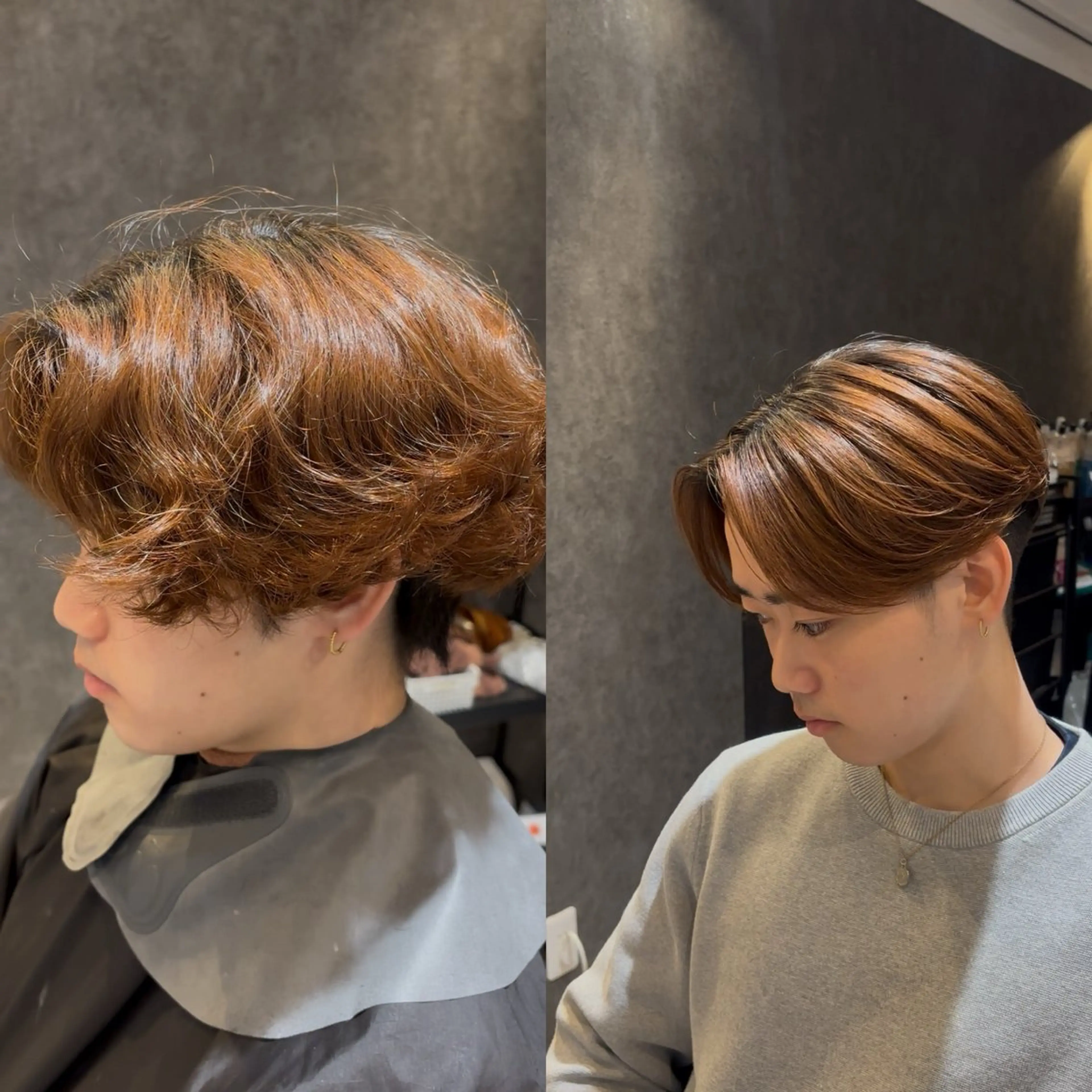 メンズ カット ヘアカラー パーマ トリートメント センターパート ／植田のヘアスタイル