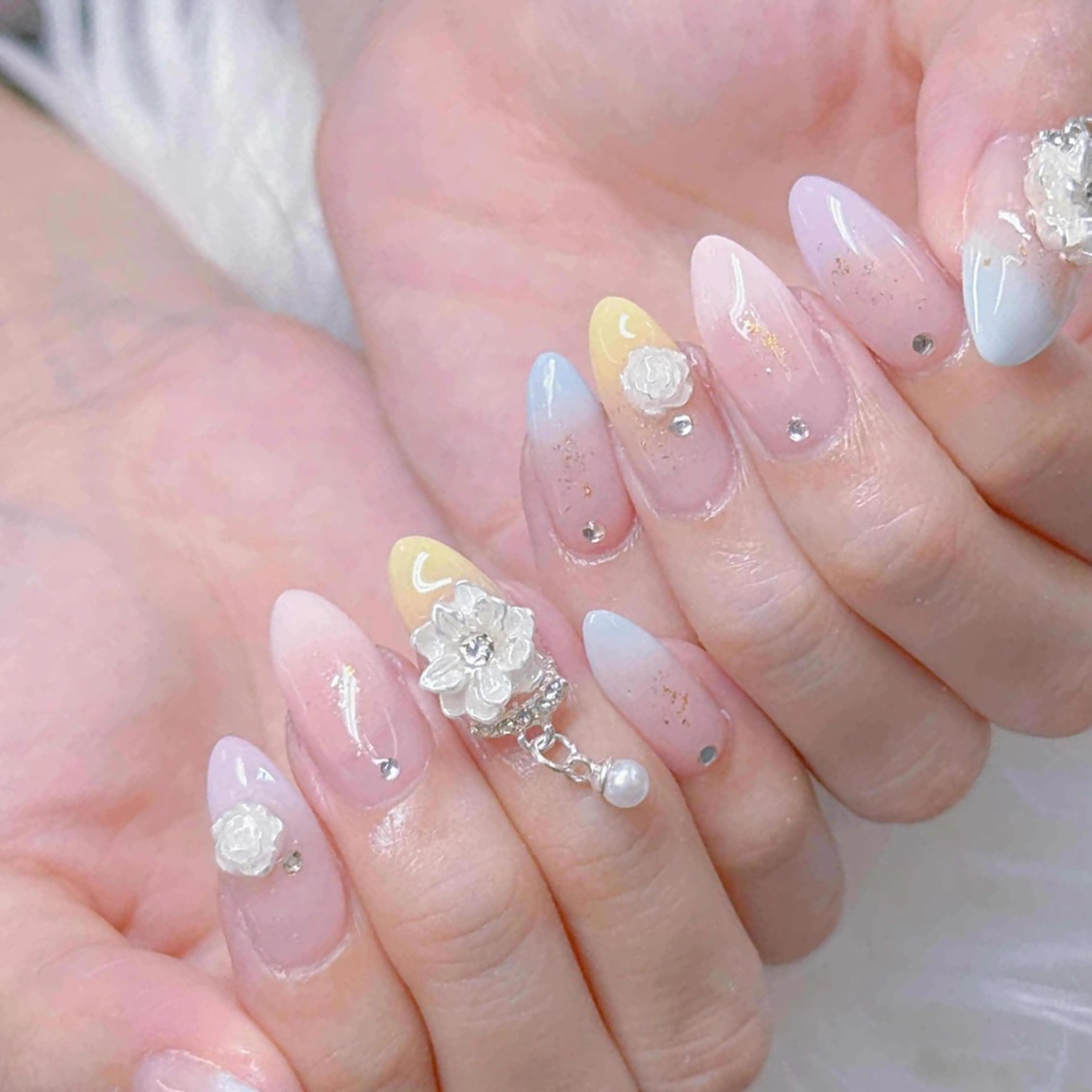 ネイル チークネイル 長さ出し フラッシュネイル フレンチネイル グラデーション ハンドネイル AN NAIL SALONのネイルデザイン
