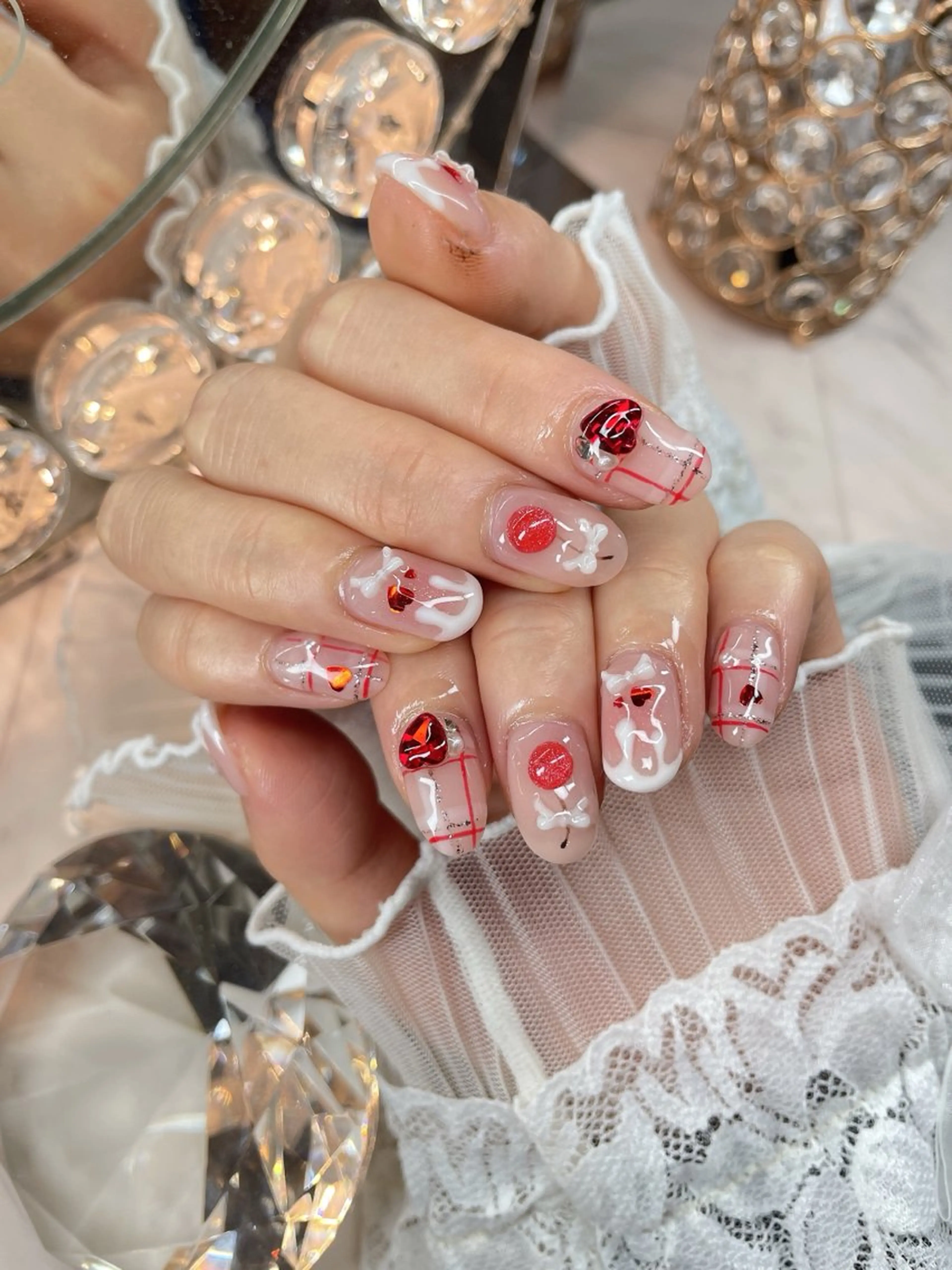 ネイル 23時まで❤︎韓国、 ワンホンネイルのネイルデザイン