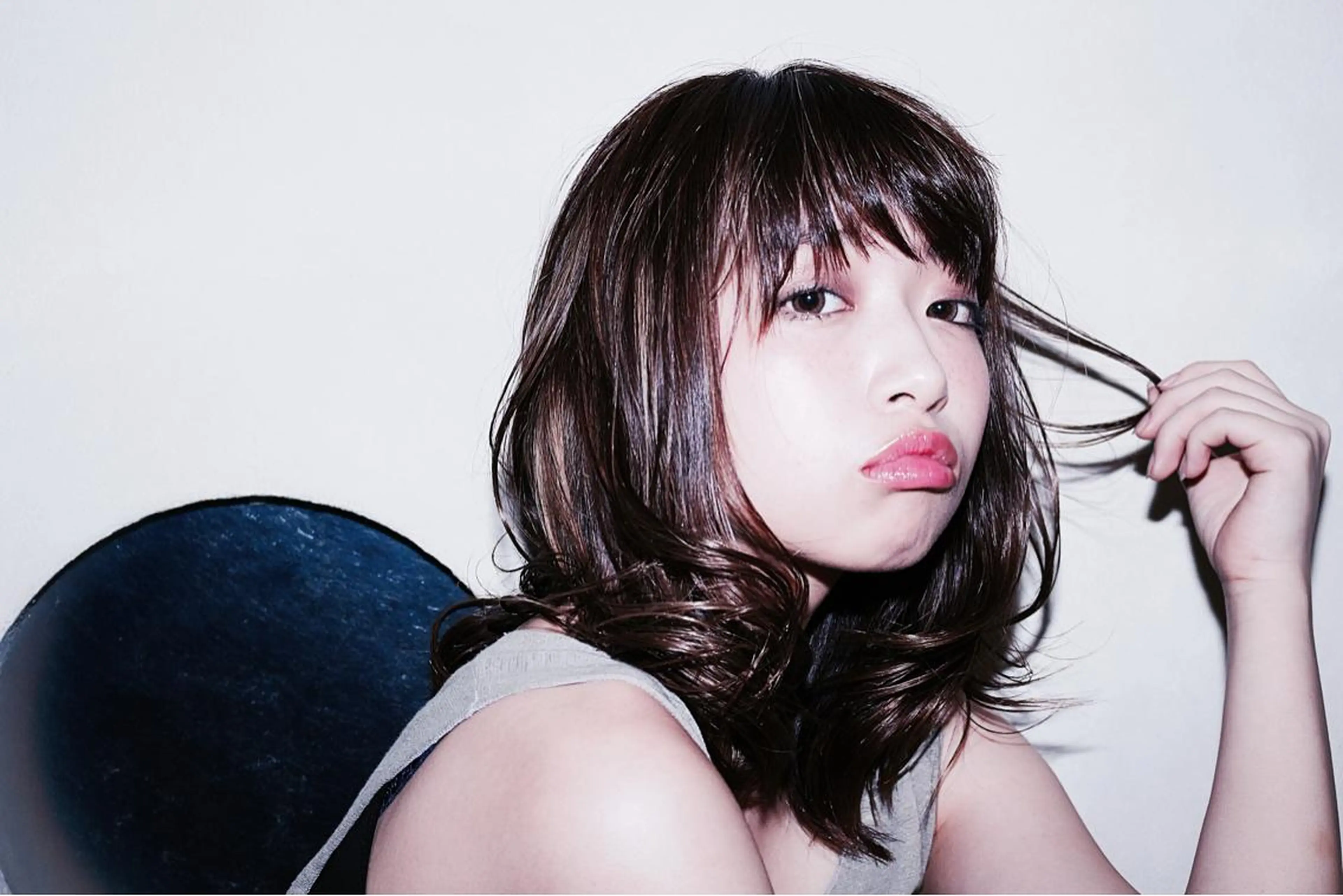 ミディアム セミロング カラー パーマ 川間 将彦のヘアスタイル