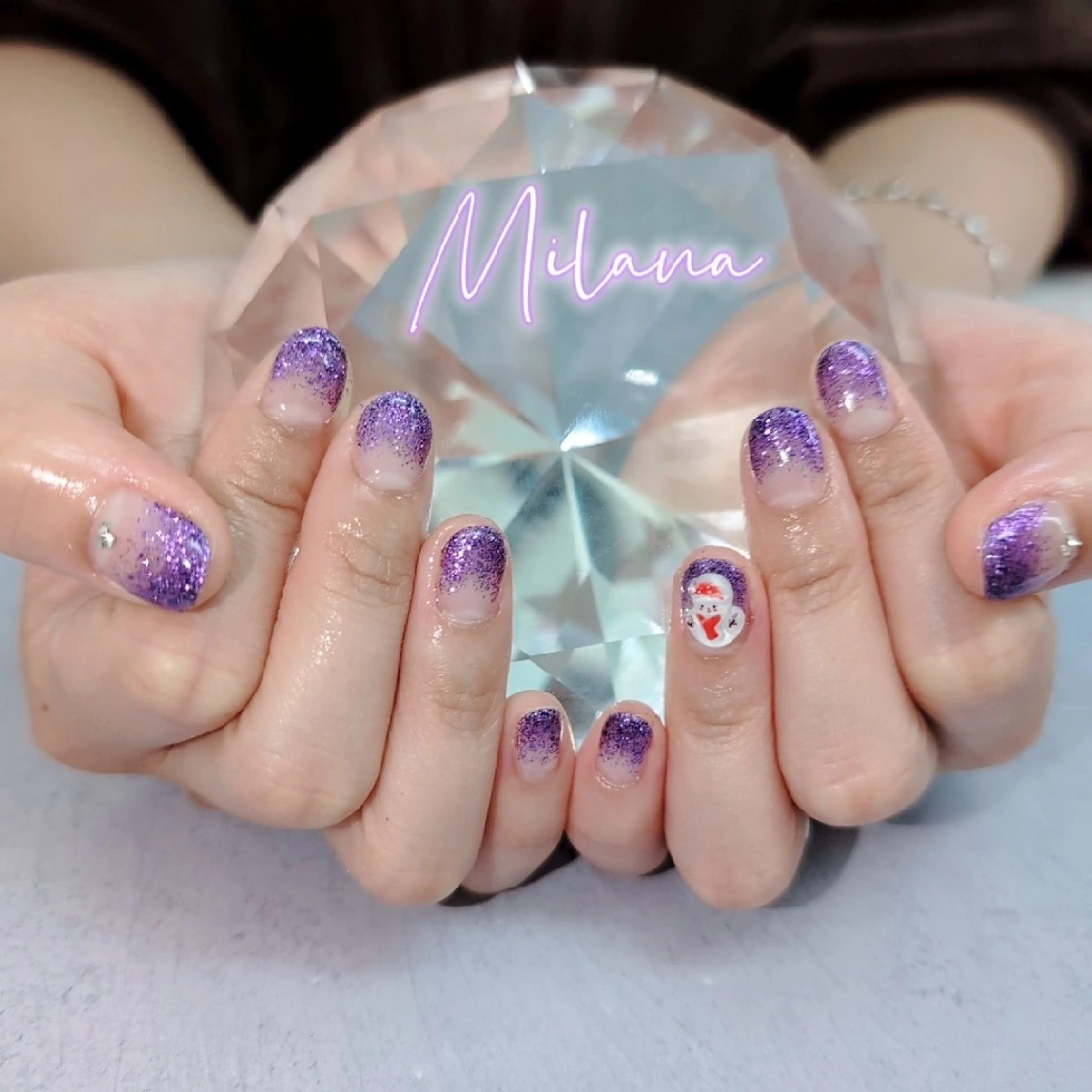 ネイル ラメ(グリッター) ラメグラデーション ハンドネイル Milana 川瀬のネイルデザイン