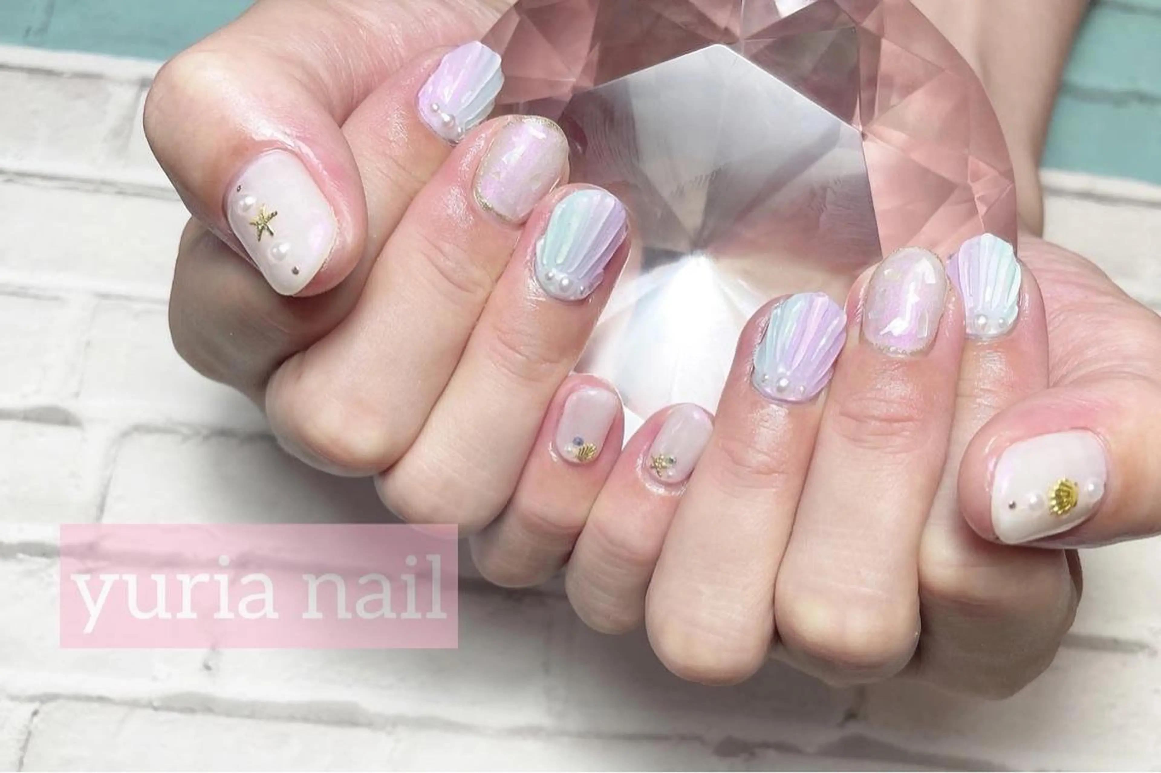 ネイル アートネイル ジェルネイル グラデーション グリーン パープル 小林 ゆりあのネイルデザイン