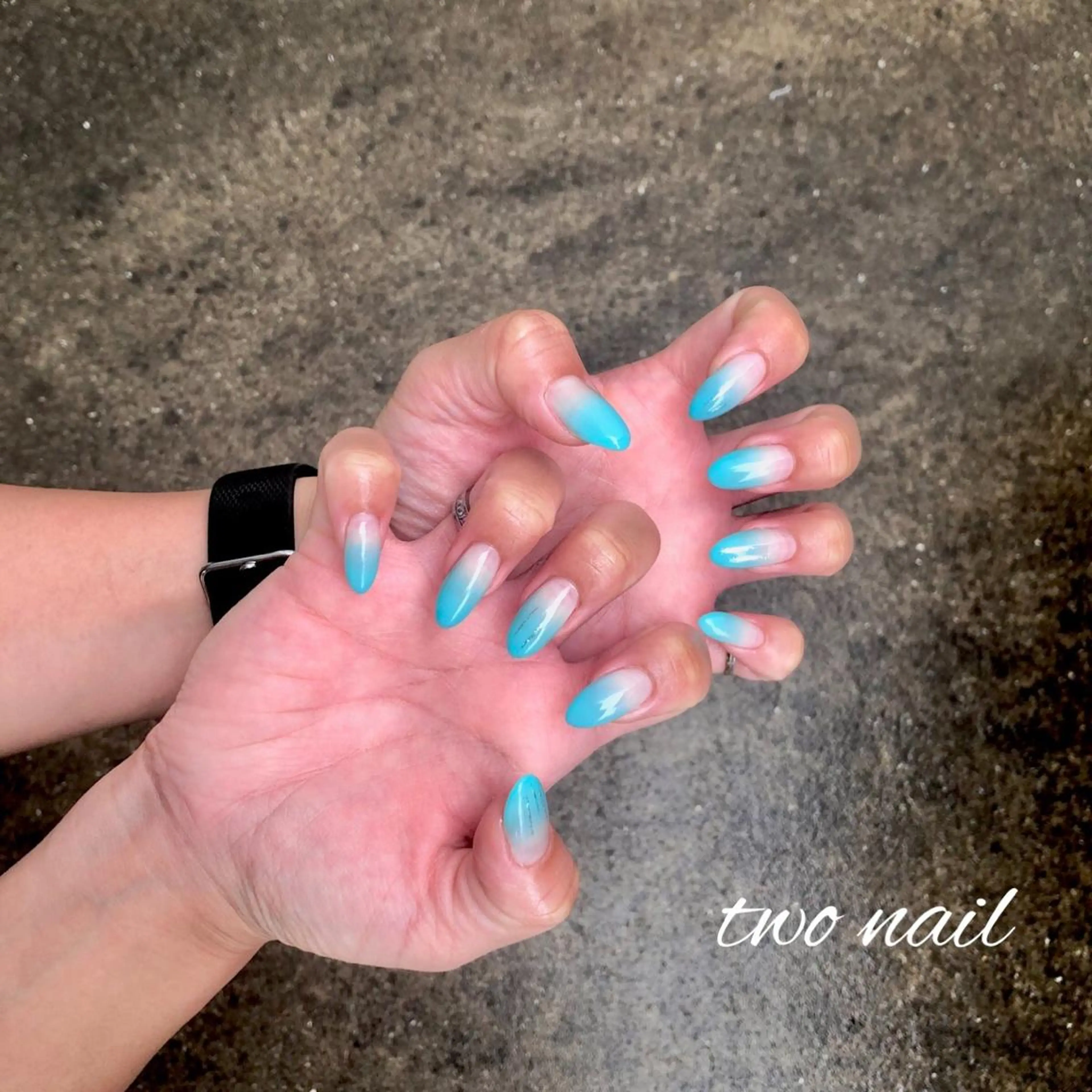 ネイル クリアネイル フットネイル ハート 水色 ハンドネイル two nailのネイルデザイン