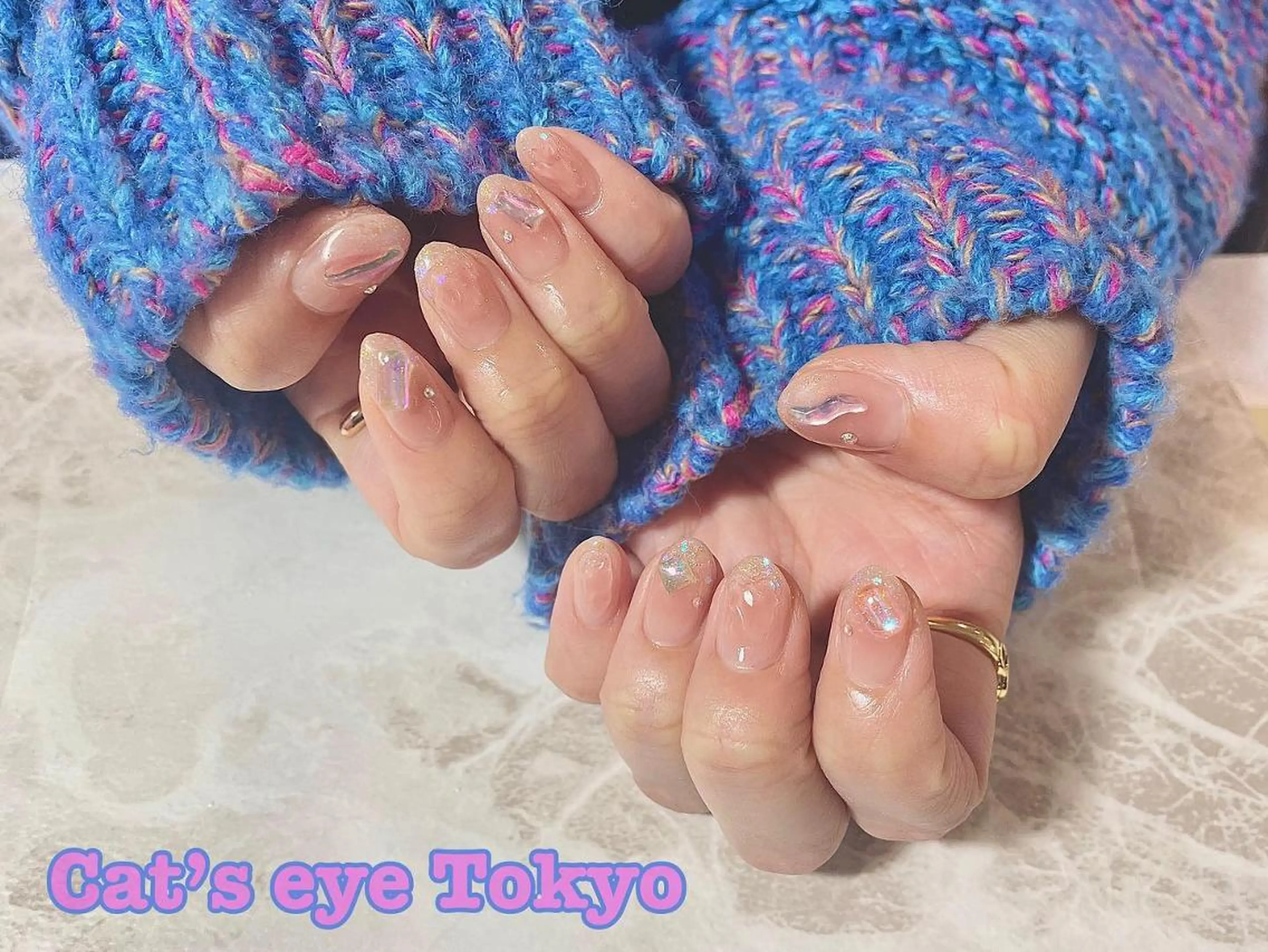 ネイル マツエク・マツパ アートネイル チークネイル クリアネイル ラメ(グリッター) ラメグラデーション Cat's eye TOKYO 新宿店のネイルデザイン