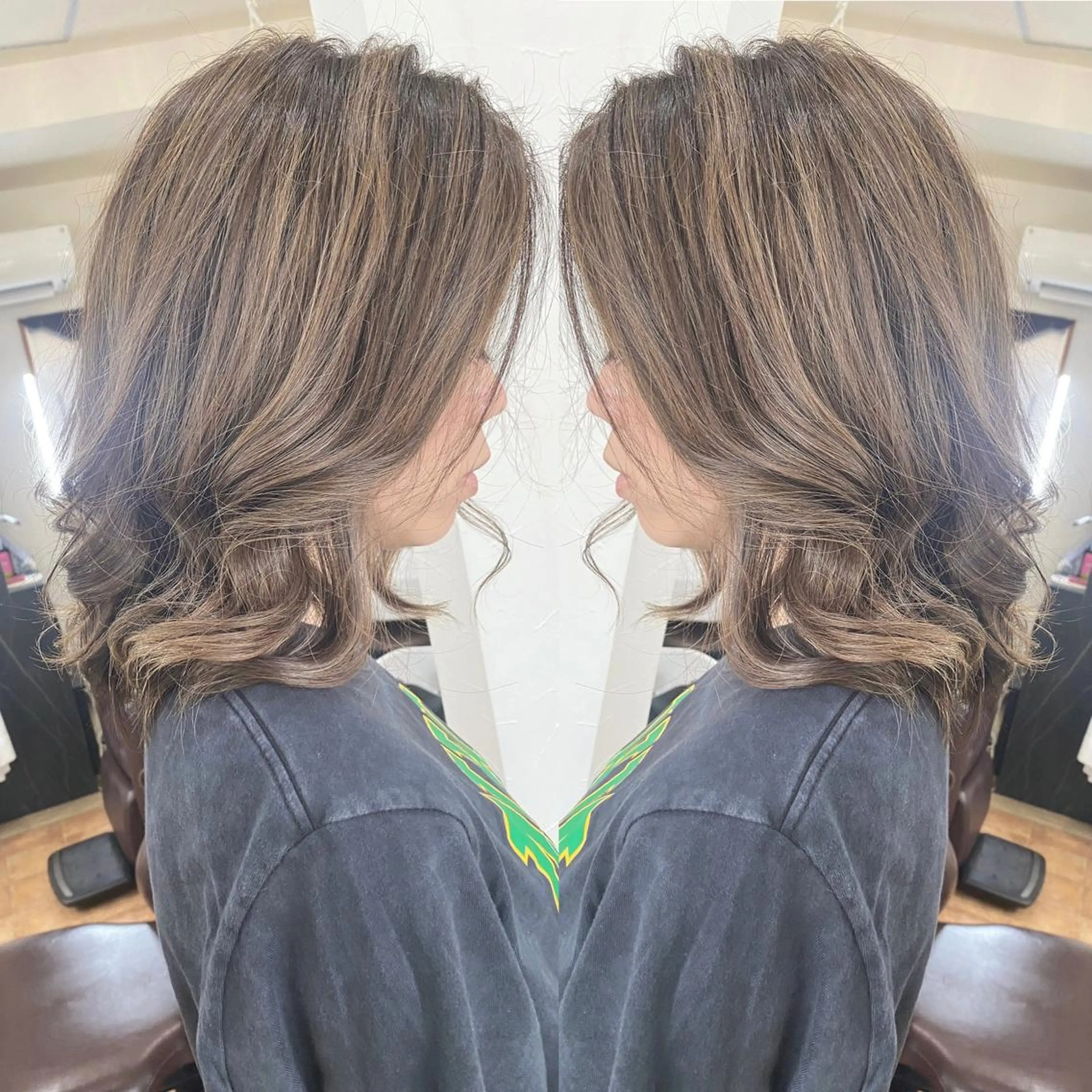 ミディアム カラー カット ヘアカラー grand juteのヘアスタイル