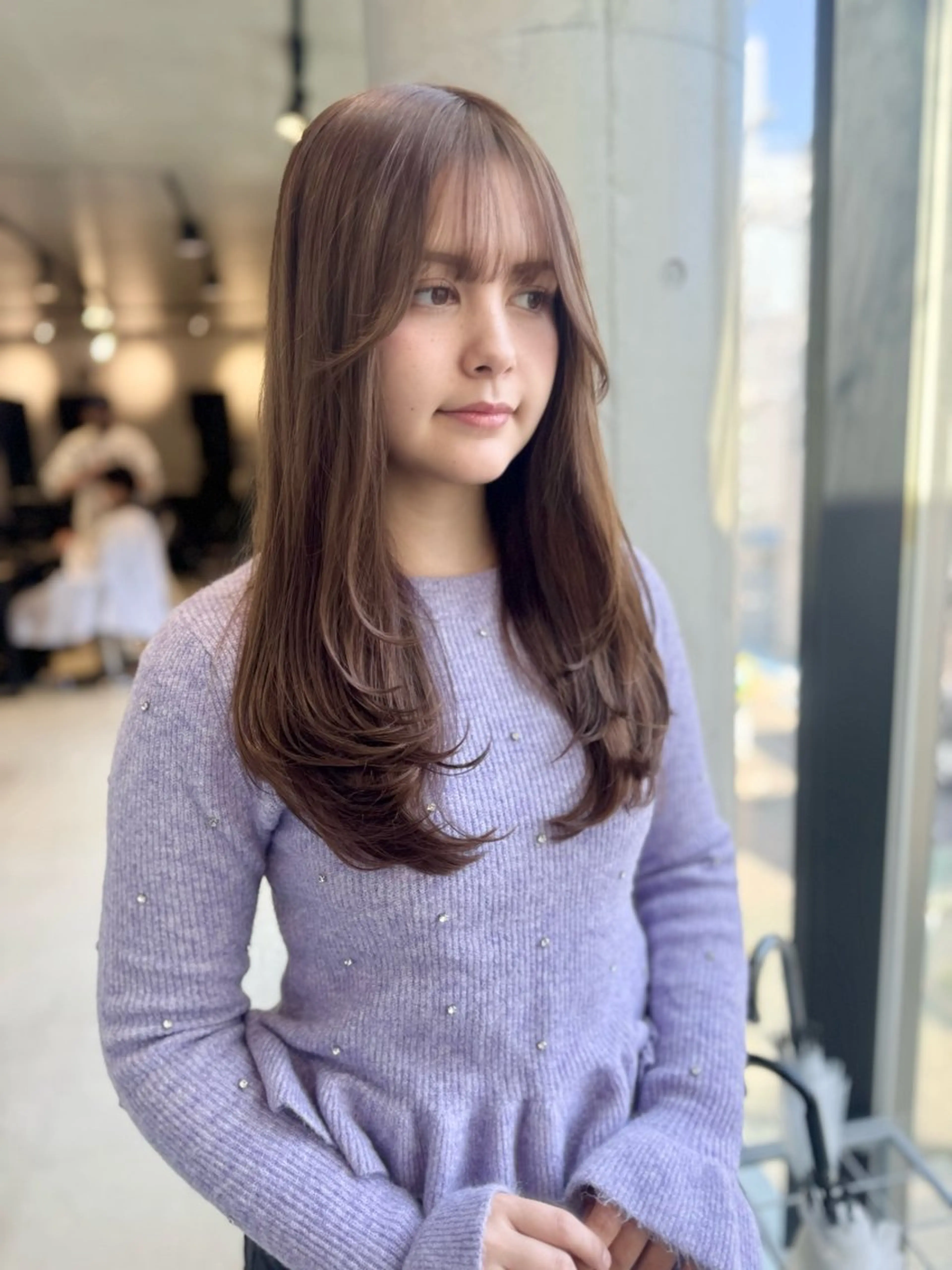 ロング カラー パーマ ヘアアレンジ カット ヘアカラー トリートメント ヘアセット 透明感/オリーブ/ グレージュ/YUKAのヘアスタイル