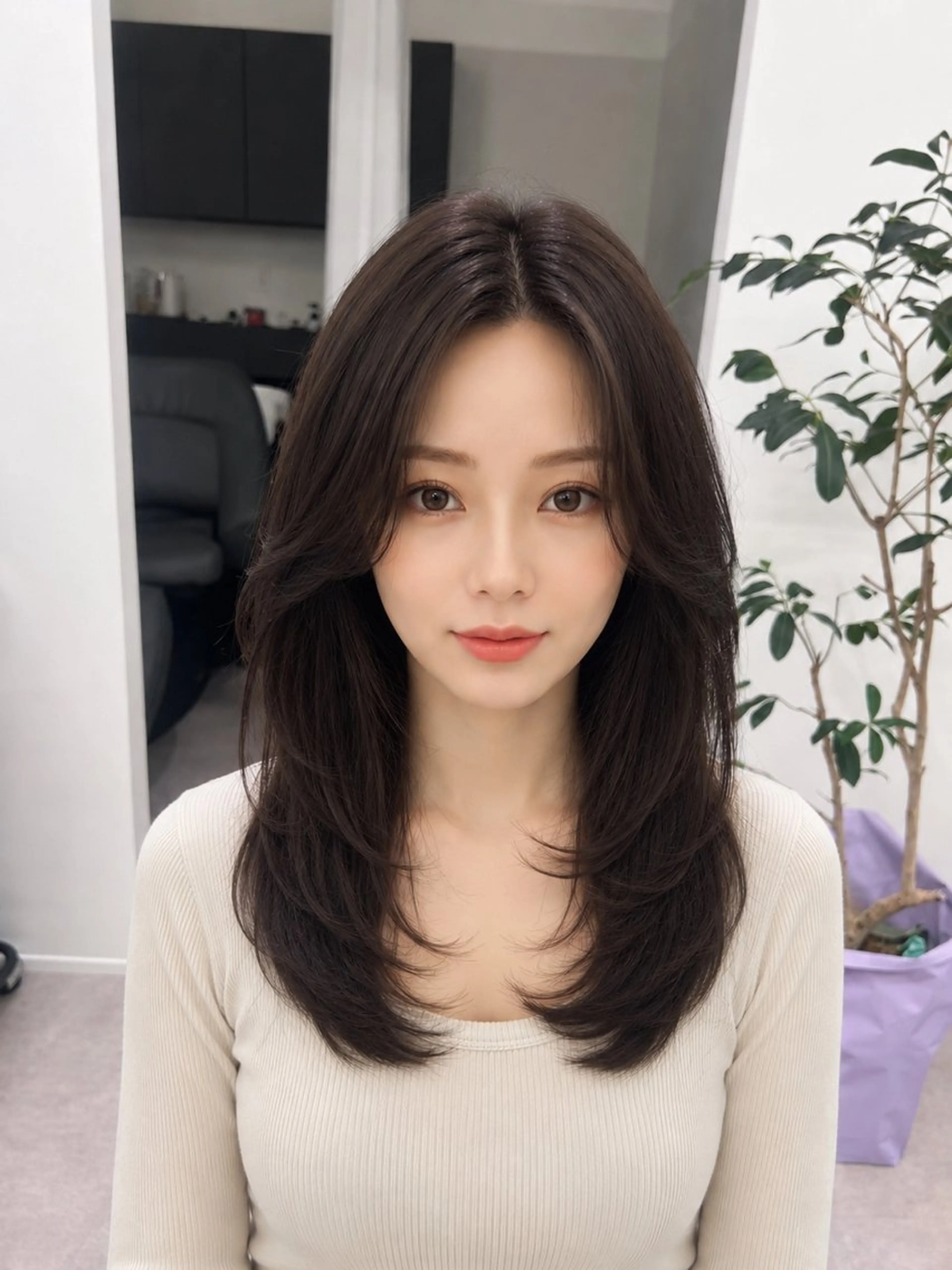 ロング 韓国風ヘア レイヤーカット カット ヘアカラー 梅田🎀似合わせ /艶感カラー/長谷のヘアスタイル