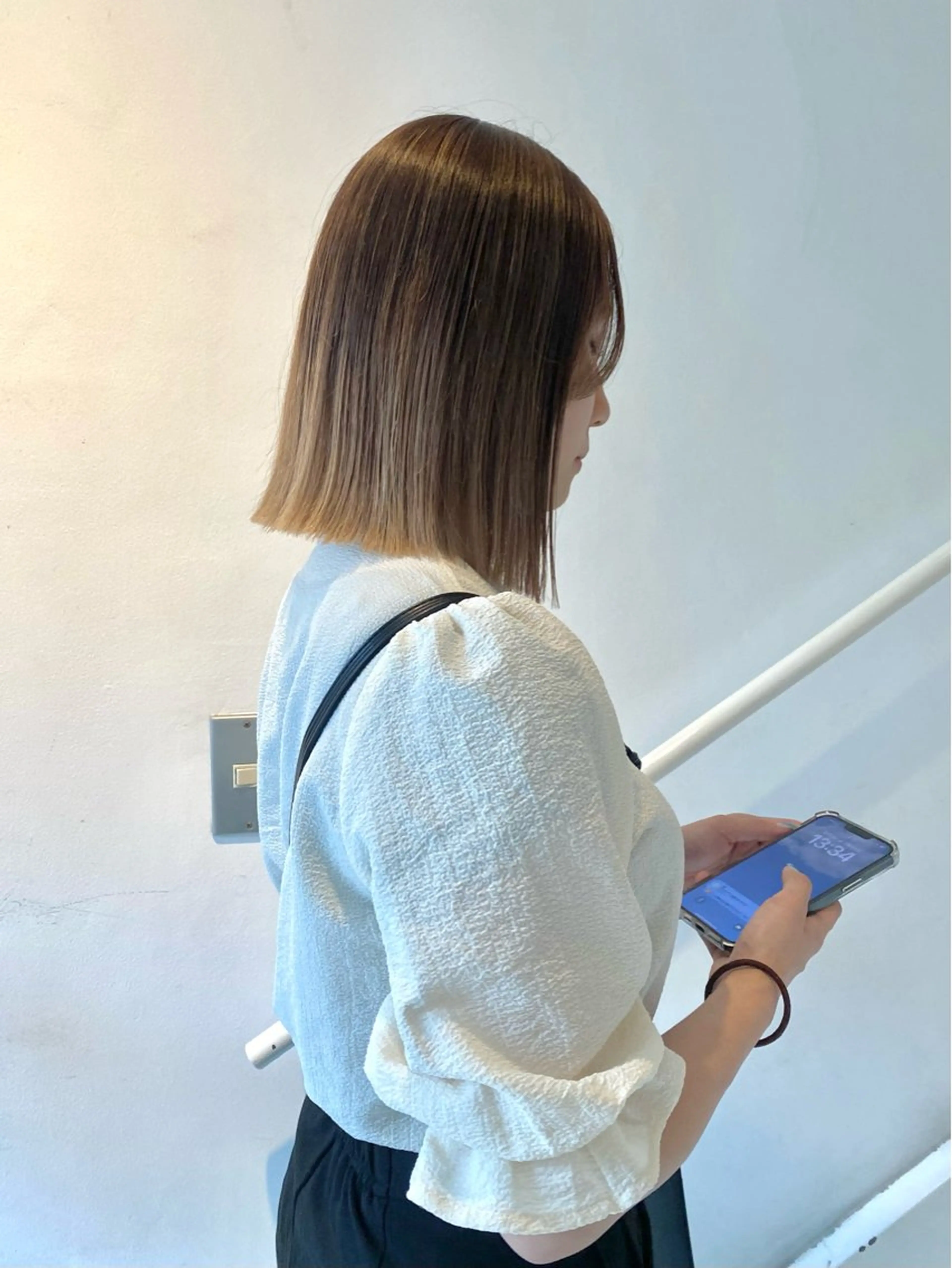 ミディアム ボブ カット アオイ🩵暖色 /まろやかカラーのヘアスタイル