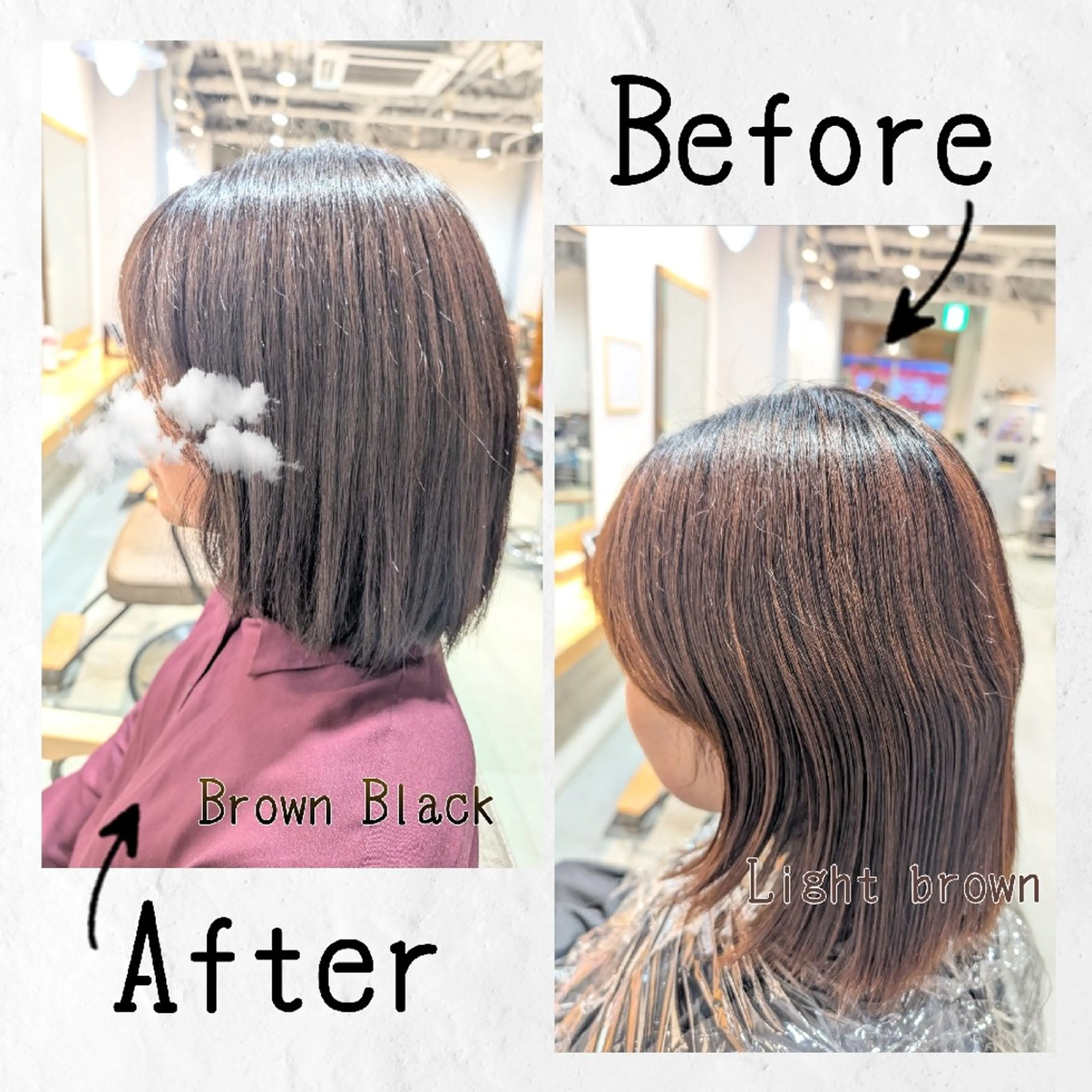 カラー 黒髪 ブラウンカラー 透明感カラー 　 さなのヘアスタイル