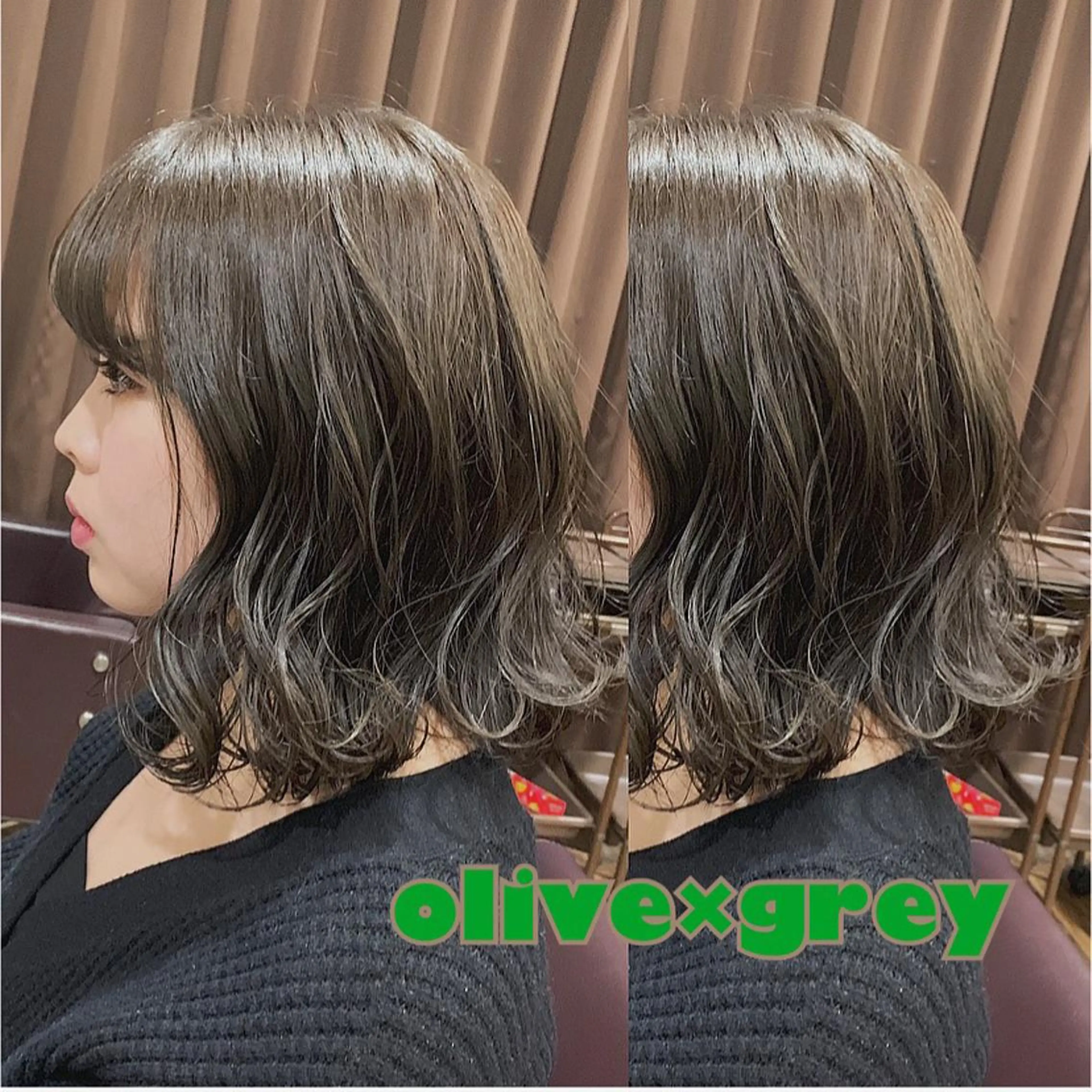 ミディアム アッシュ ヘアカラー 韓国✖️網紅🖤 パーマYURIYAのヘアスタイル