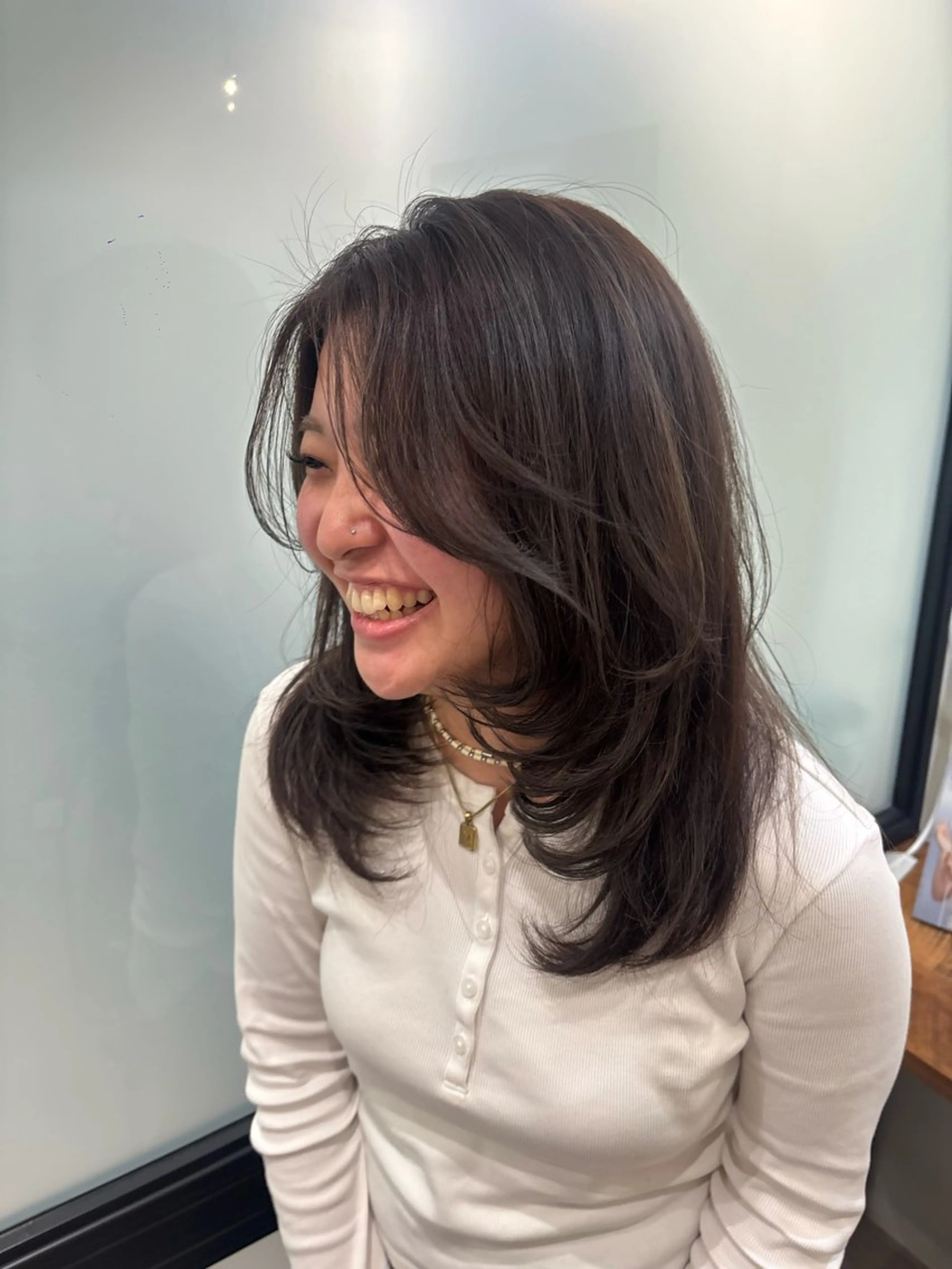 セミロング レイヤーカット カット ヘアカラー トリートメント 大船/レイヤーカット Kananiのヘアスタイル