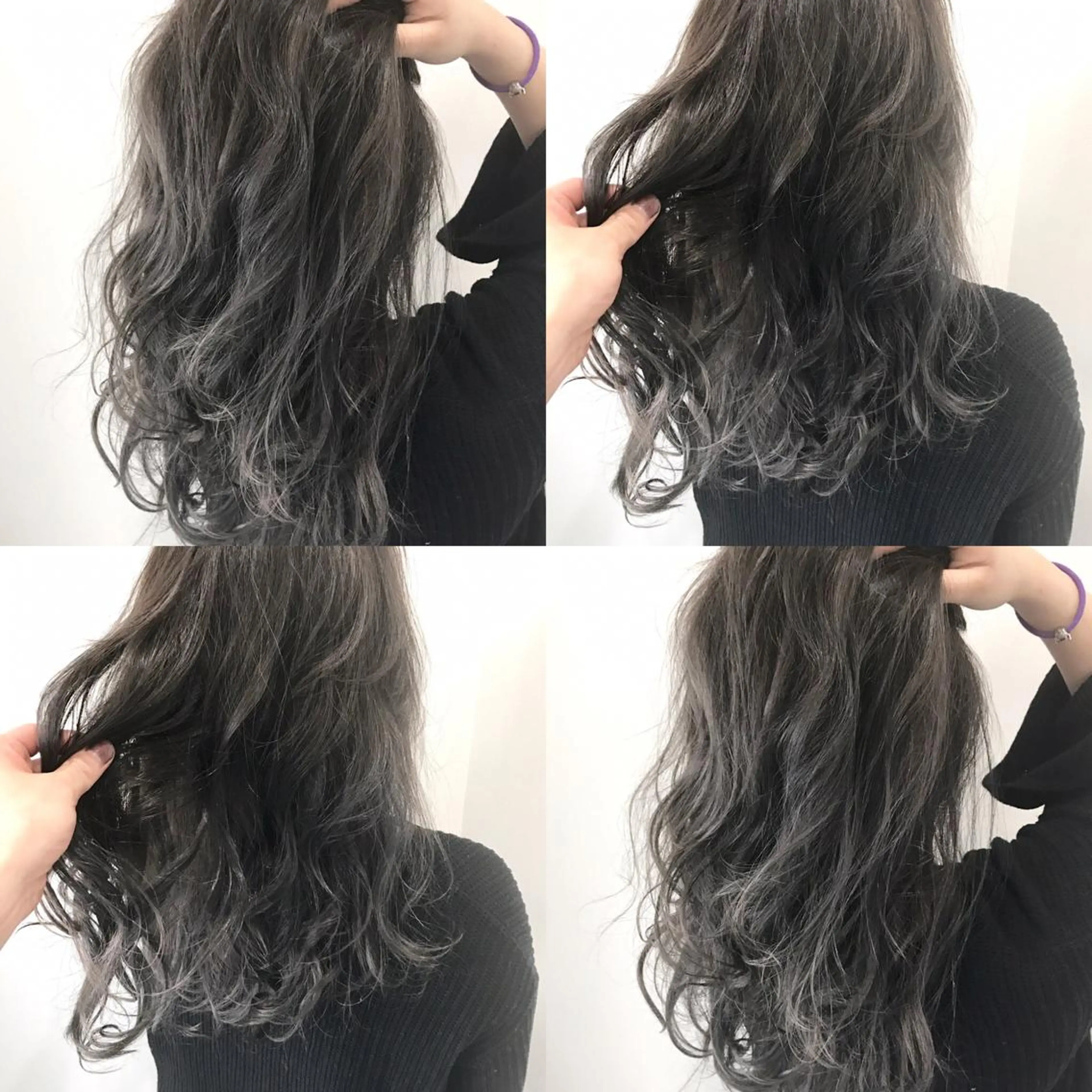 セミロング カラー パーマ ヘアアレンジ マツエク・マツパ グラデーションカラー グレージュ 井坂 弘人のヘアスタイル