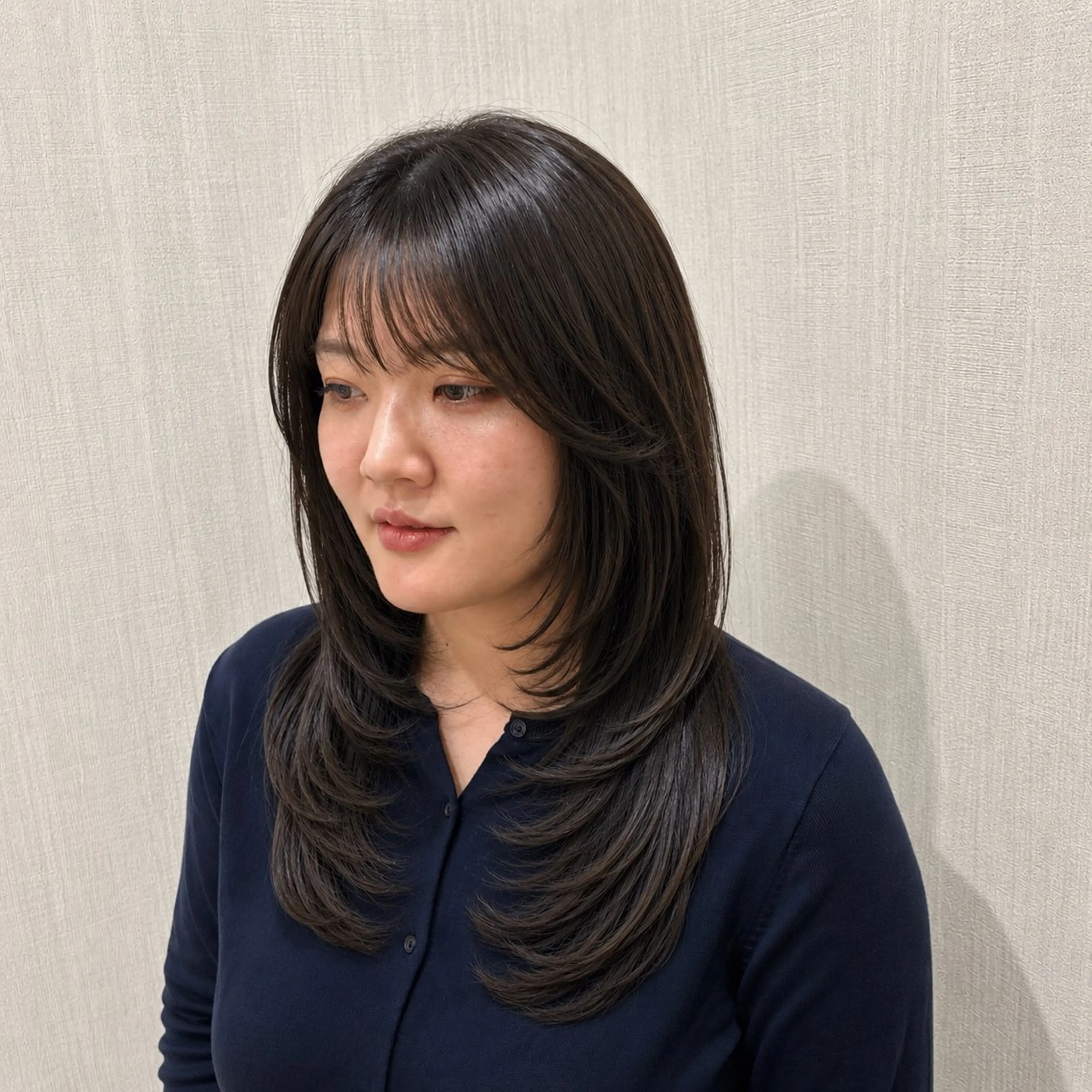 セミロング レイヤーカット 小顔カット カット ヘアカラー トリートメント 店長✨レイヤー✖️ 髪質改善✖️韓国ヘアのヘアスタイル