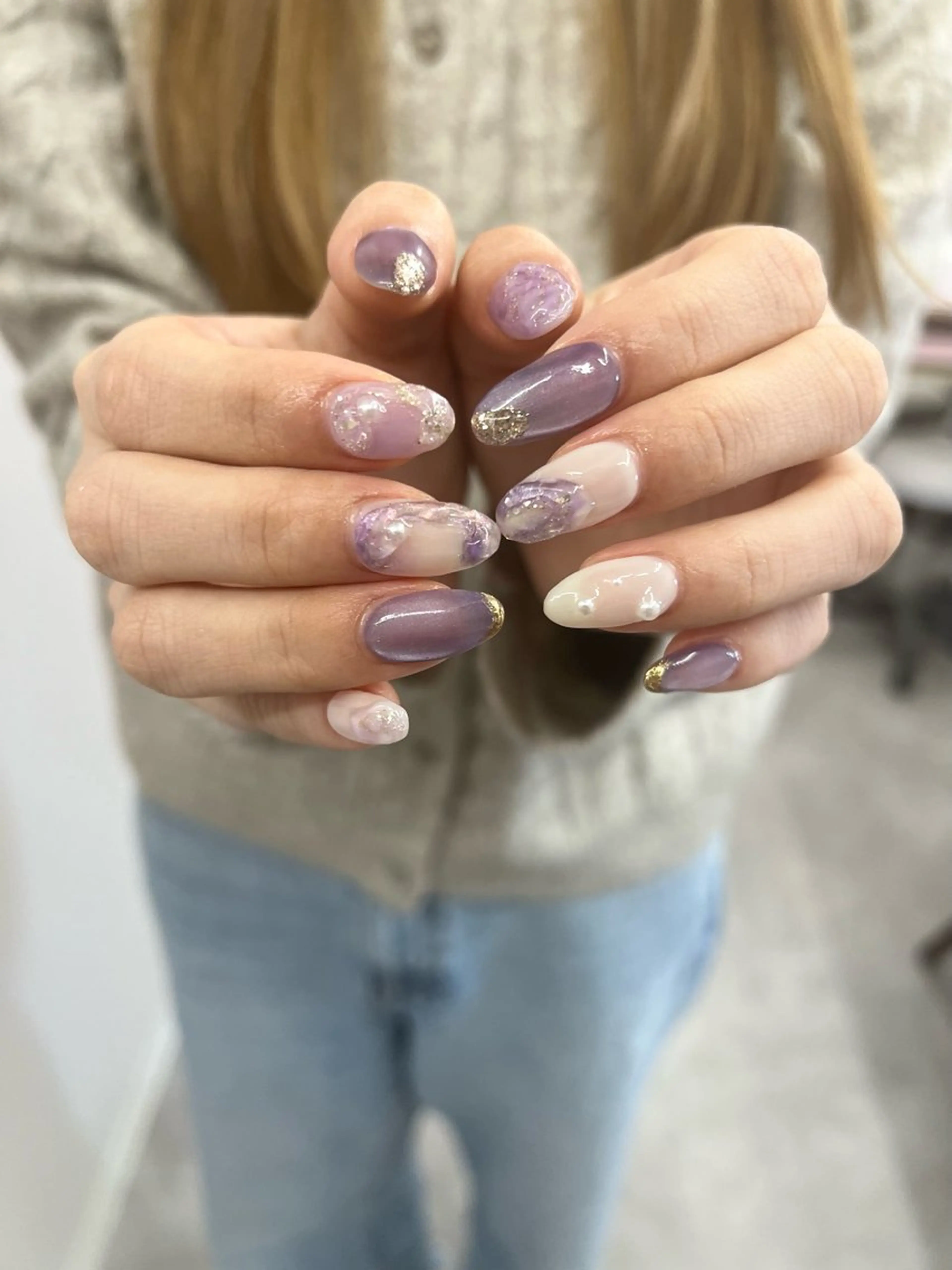ネイル 成人式 フレンチネイル ジェルネイル マグネットネイル ニュアンスネイル ハンドネイル ハンドケア Bana_ Nailのネイルデザイン