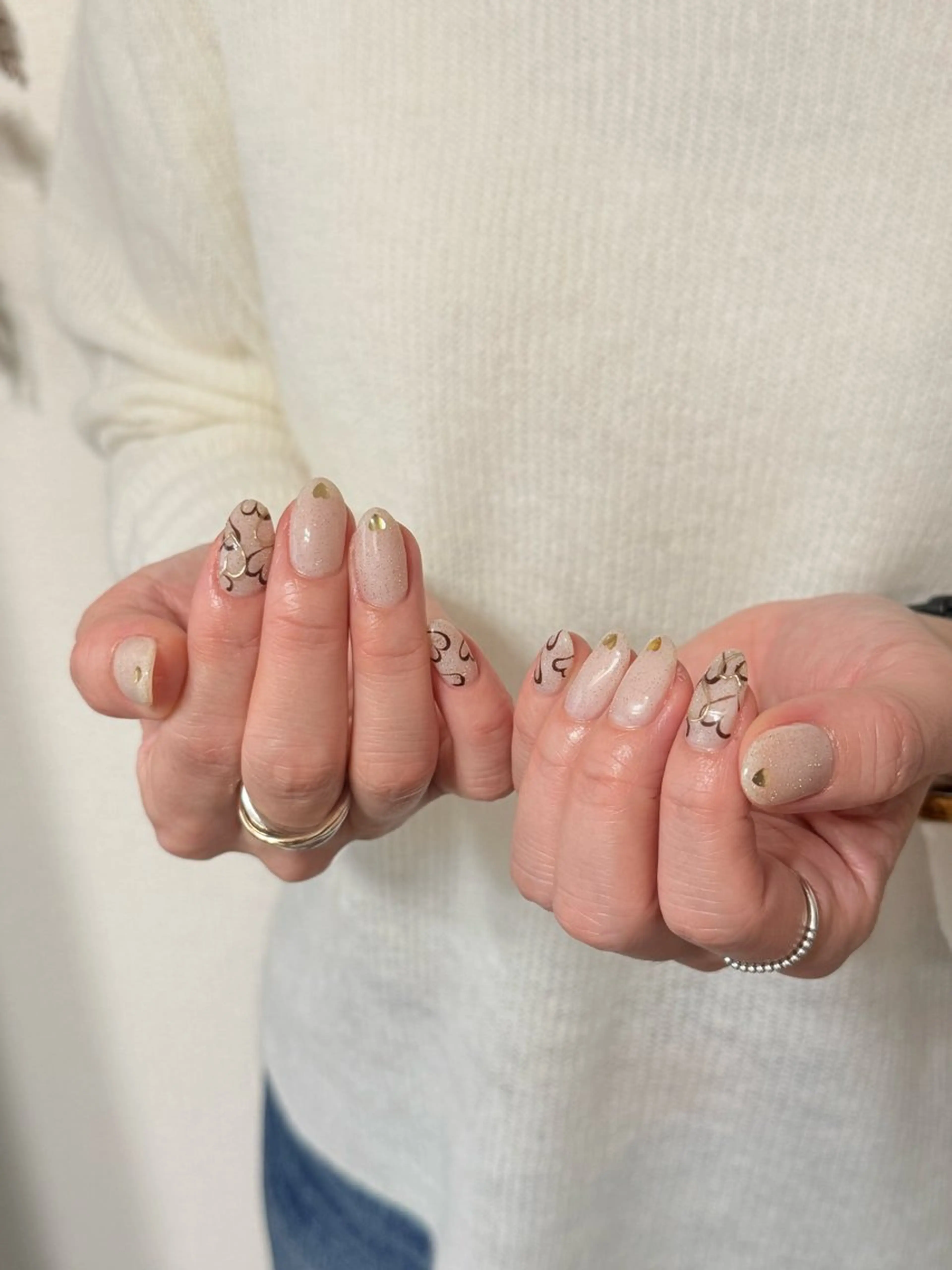 ネイル フラッシュネイル ハート バレンタイン ハンドネイル miel nailのネイルデザイン