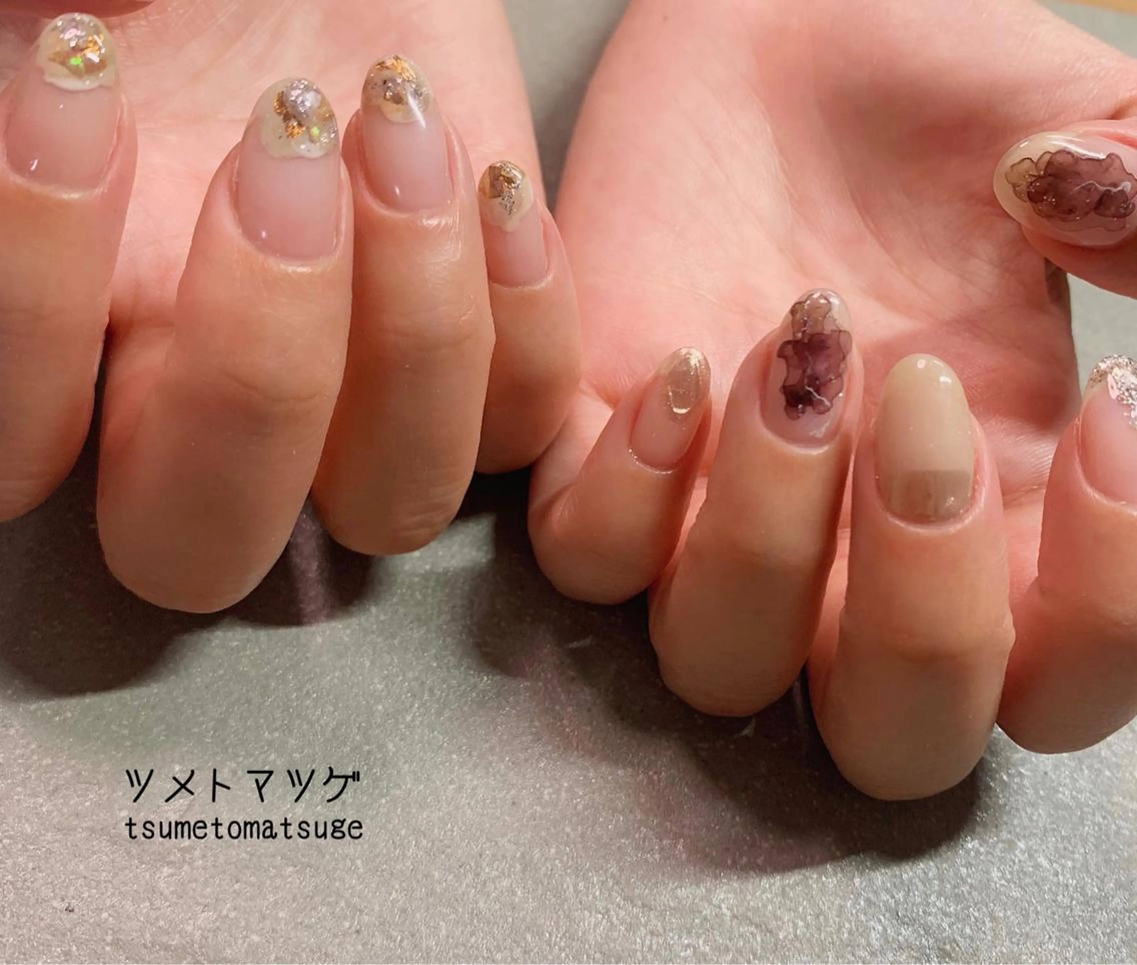 ミディアム ネイル アートネイル ハンドネイル ツメトマツゲ .のネイルデザイン