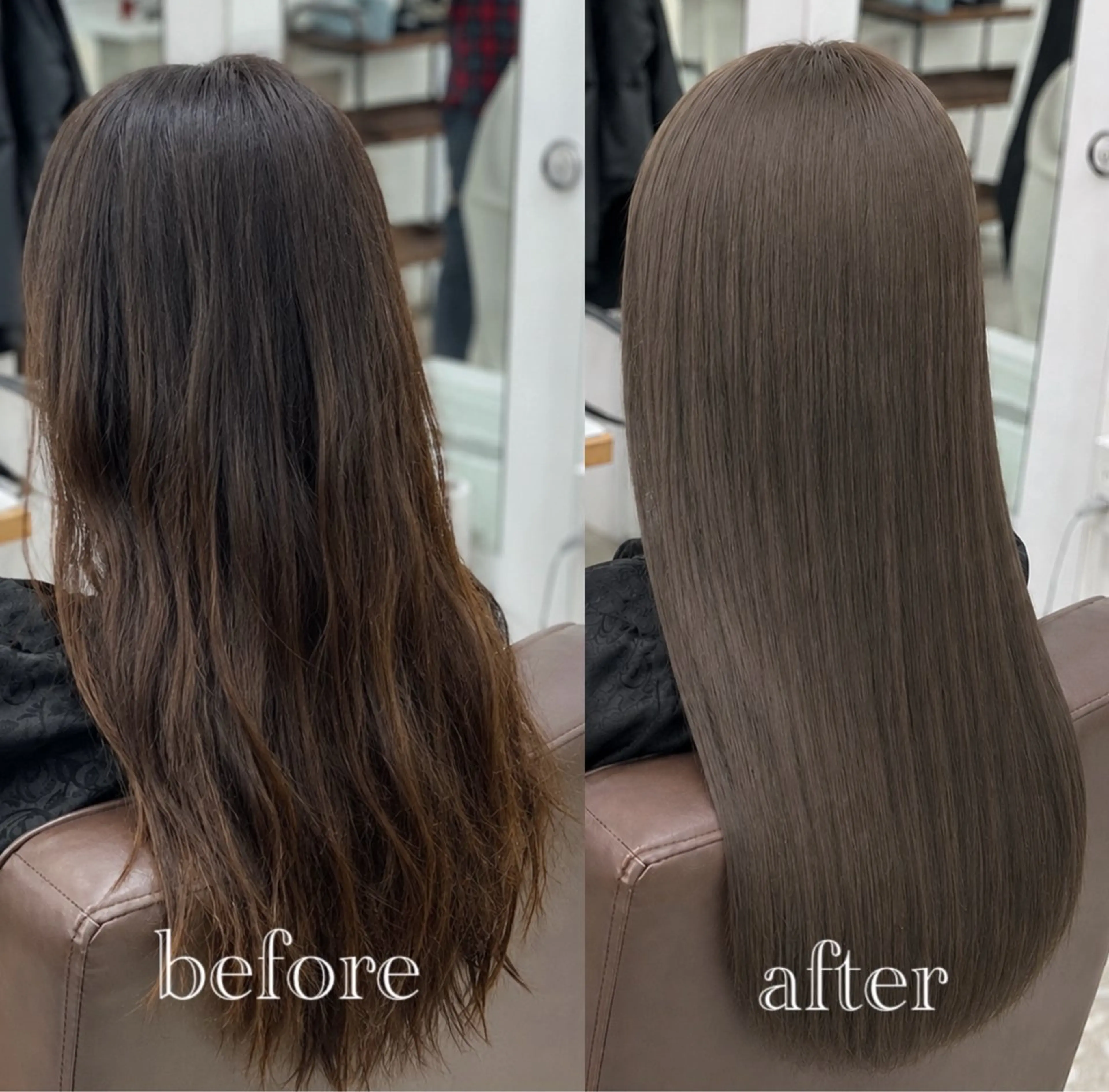 ロング カラー ワンレンボブ ショートボブ ベージュカラー ブリーチ ケアブリーチ ヘアカラー トリートメント 🥀赤み消し 透明感🥀ユイキのヘアスタイル