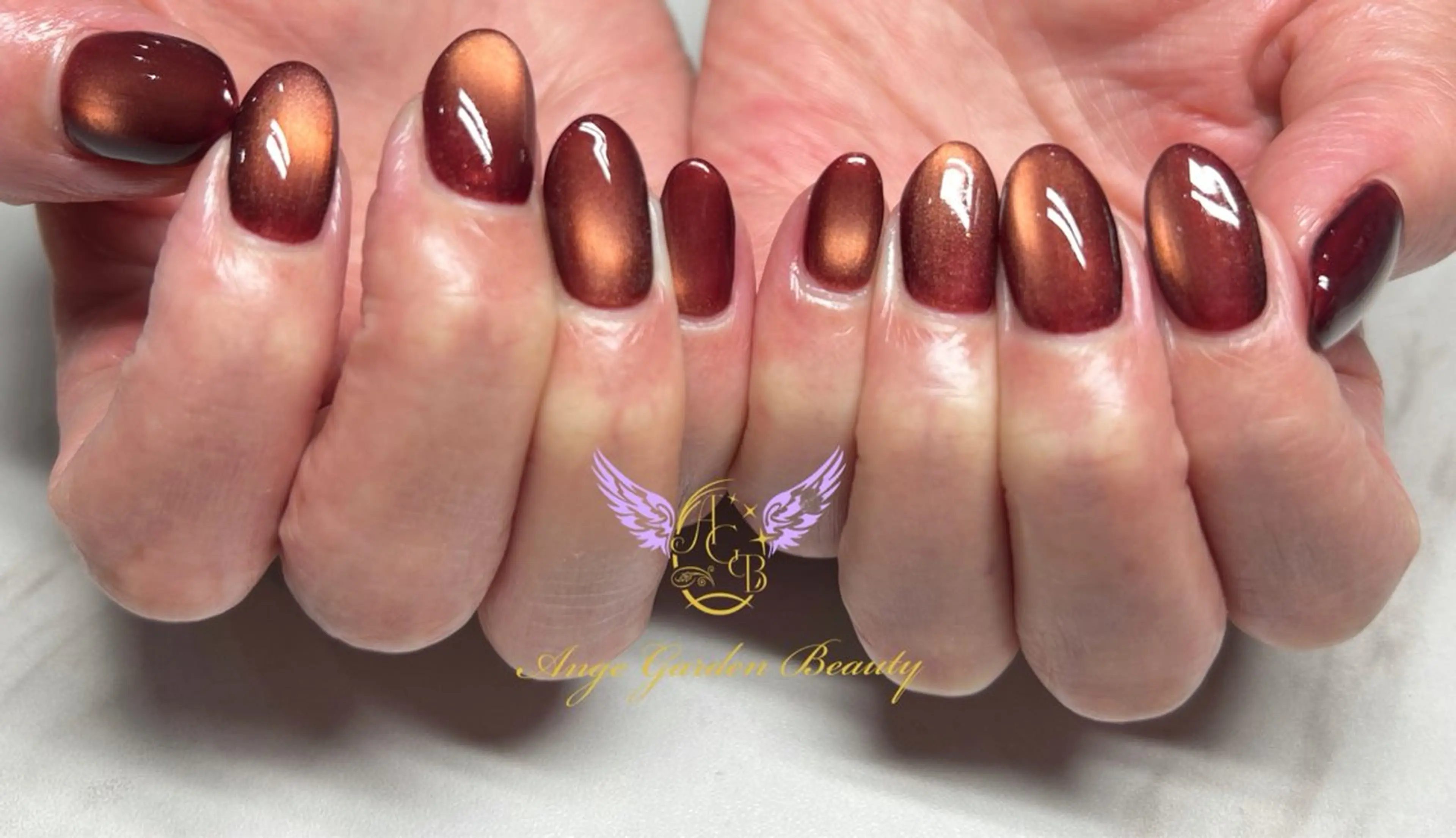 ネイル ボルドー マグネットネイル ハンドネイル AngeGarden Beautymihoのネイルデザイン