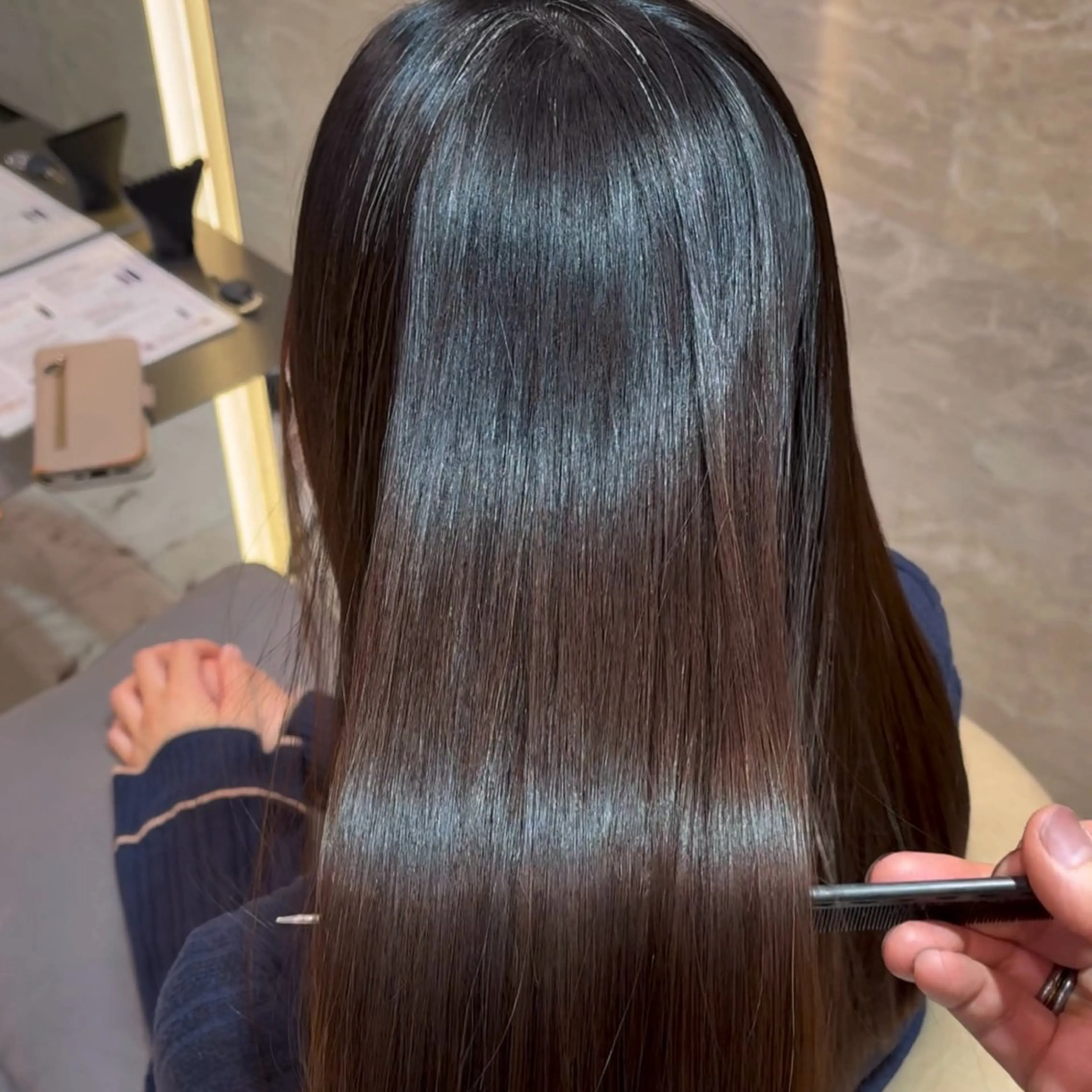 セミロング カット 縮毛矯正 トリートメント 似合わせレイヤー・ボ ブ タナカ レイヤのヘアスタイル