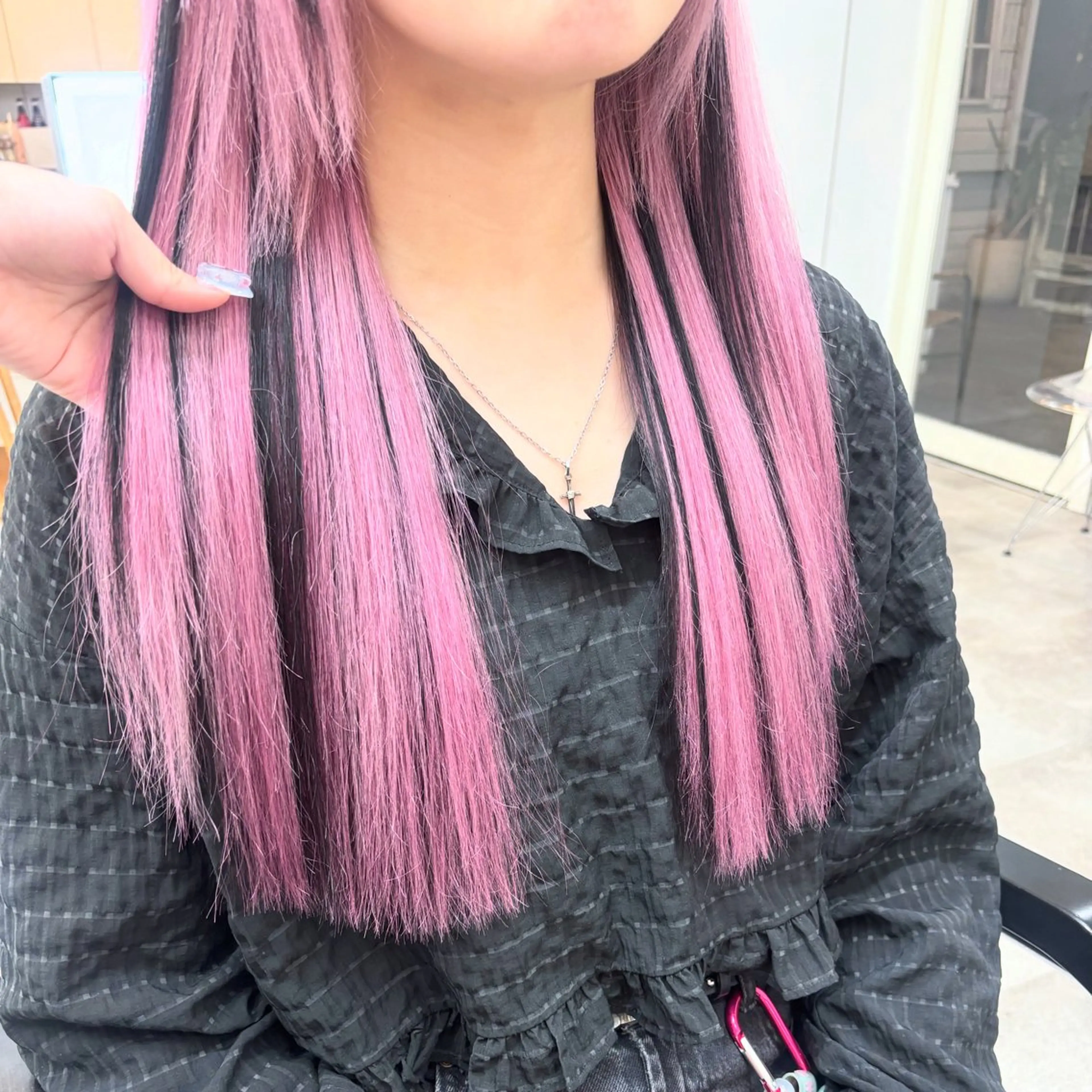 ロング カラー ピンクカラー エクステ 渋谷🩶ハイトーン 🩶FUMUのヘアスタイル