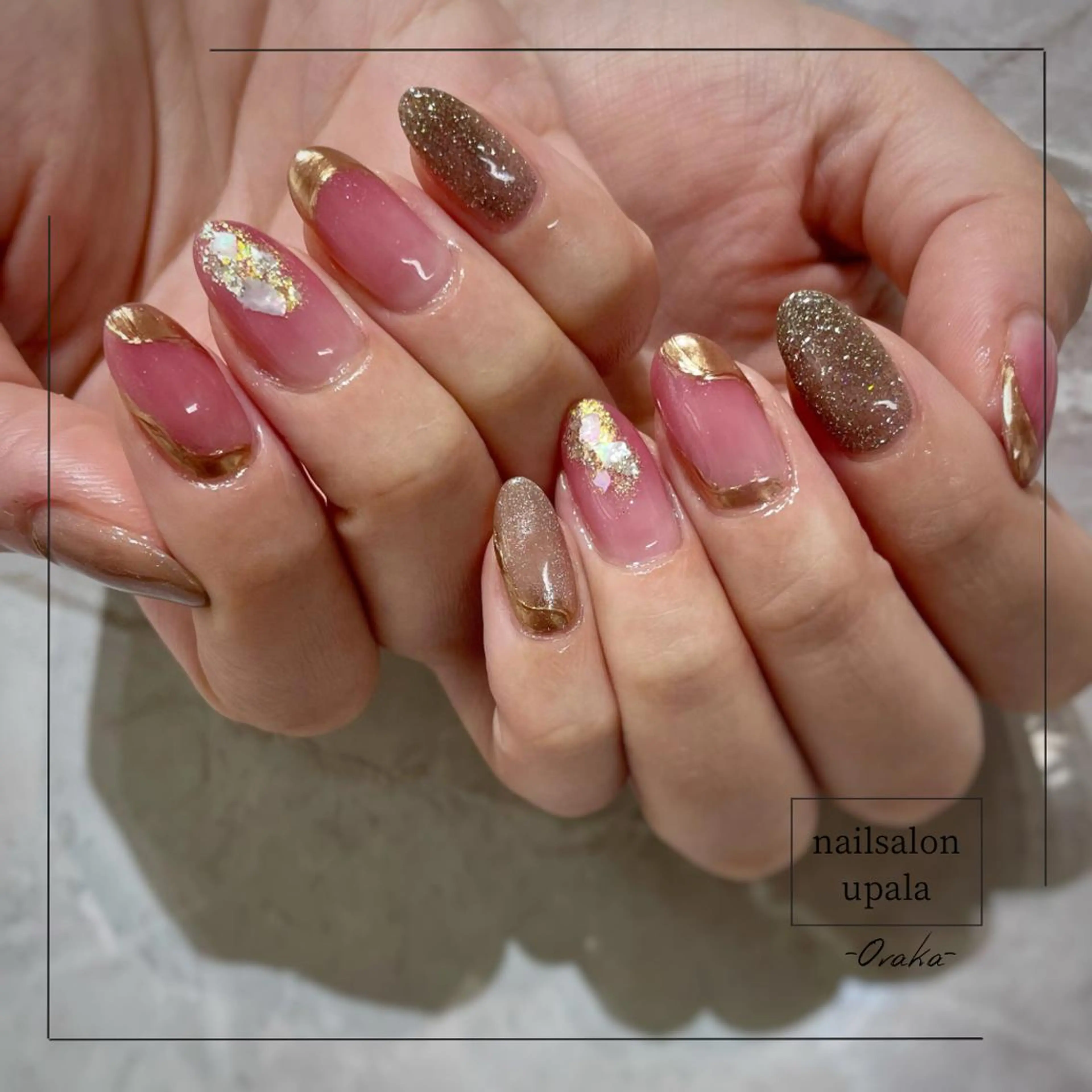 ネイル ゴールド ニュアンスネイル 春ネイル 夏ネイル ハンドネイル upala Mayukoのネイルデザイン
