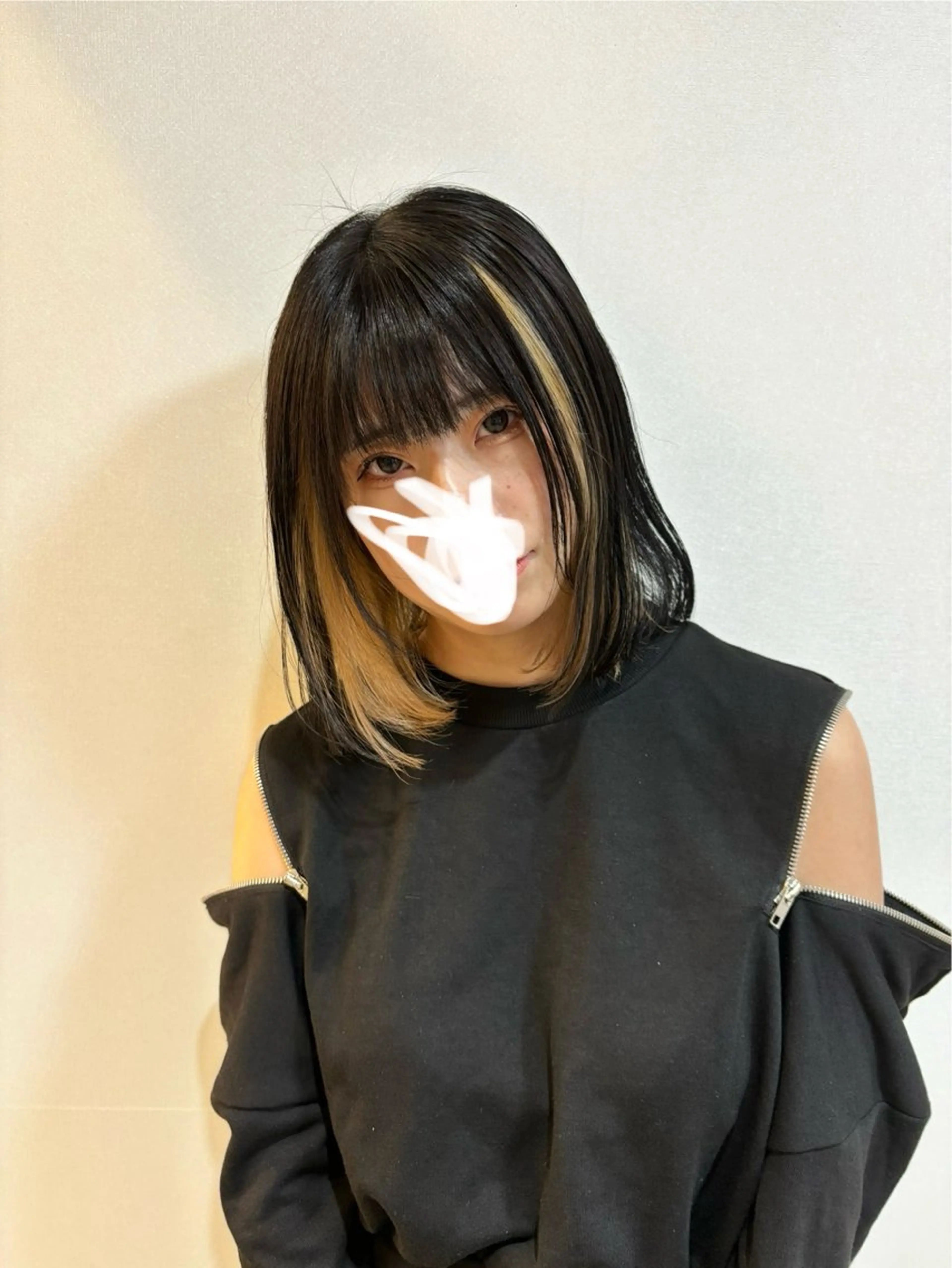 ミディアム カラー ブリーチ ボブ 札幌パーマ/ レイヤー/後藤海音のヘアスタイル