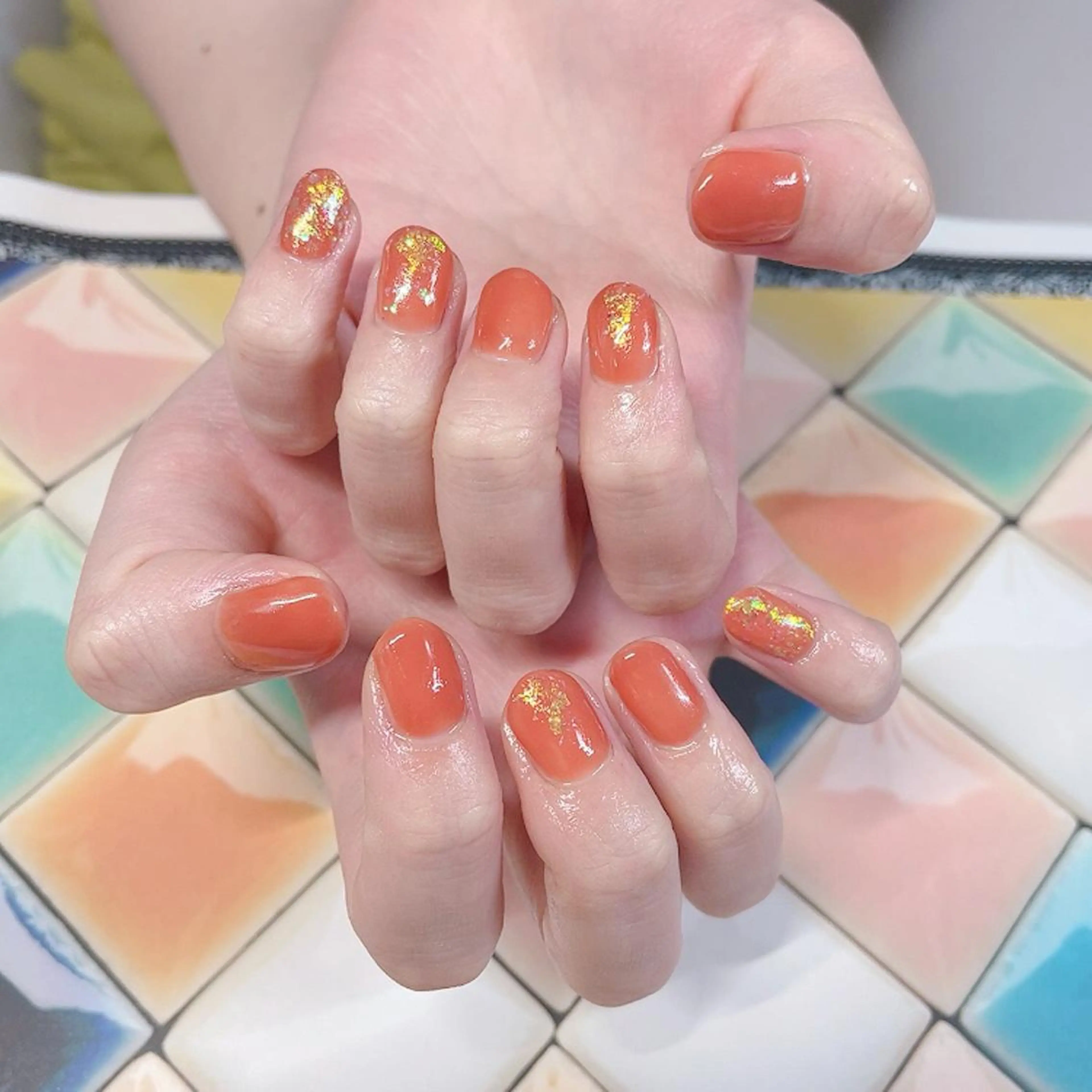 ネイル オーロラネイル ホログラムネイル ワンカラーネイル 奥園 良恵のネイルデザイン