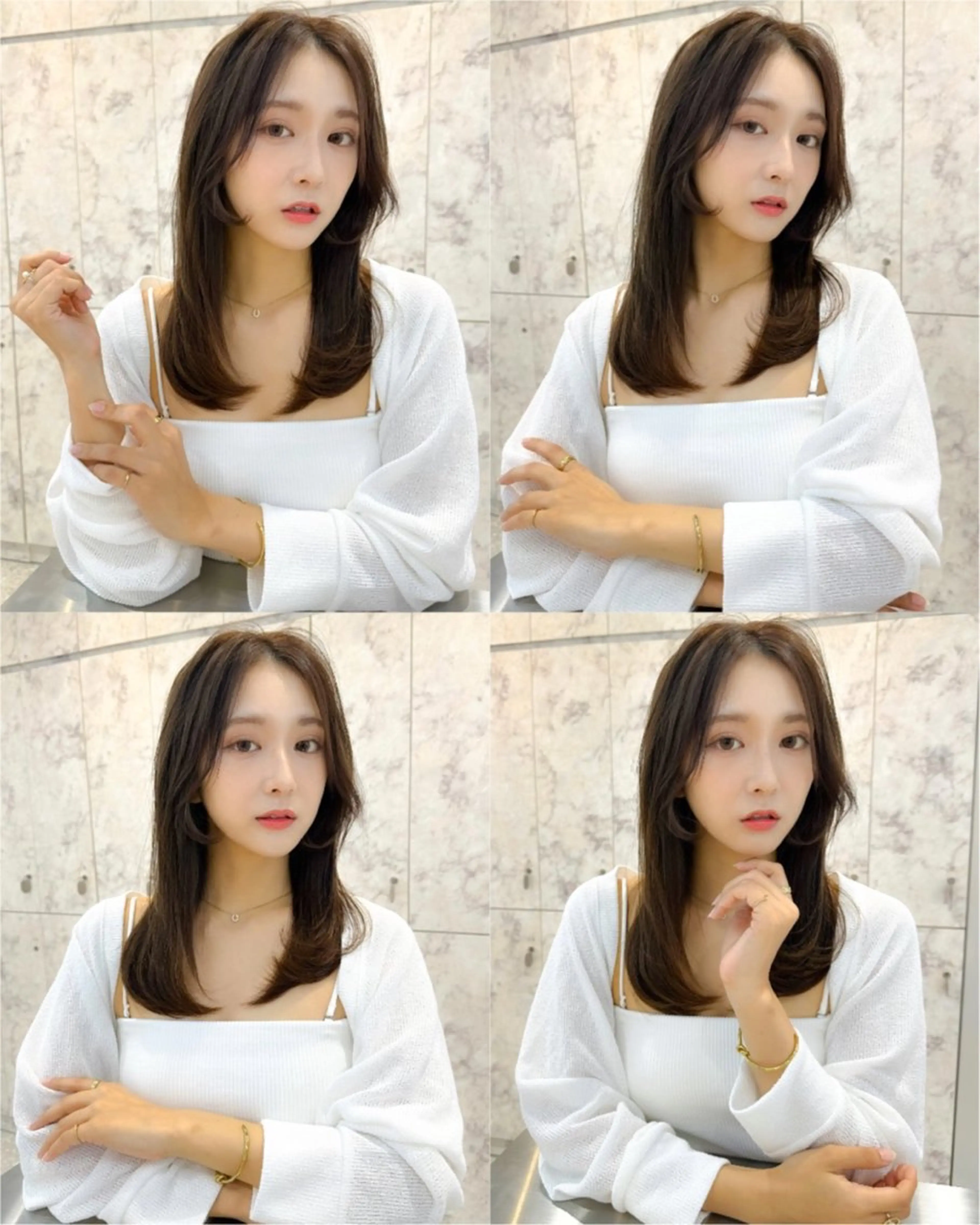 セミロング カラー 髪質改善/韓国ヘア レイヤー/新宿/ロミのヘアスタイル