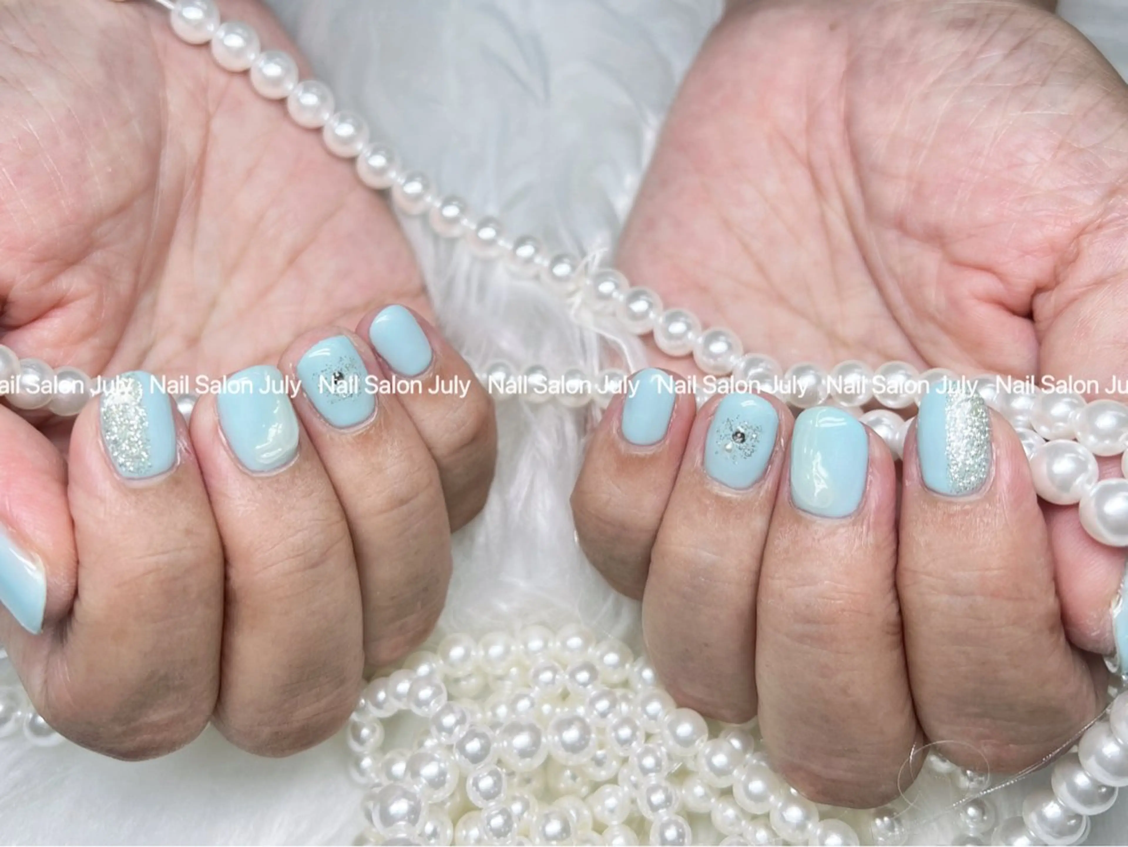 ネイル アートネイル オーロラネイル ジェルネイル ガーリー キラキラネイル ハンドネイル July モモのネイルデザイン