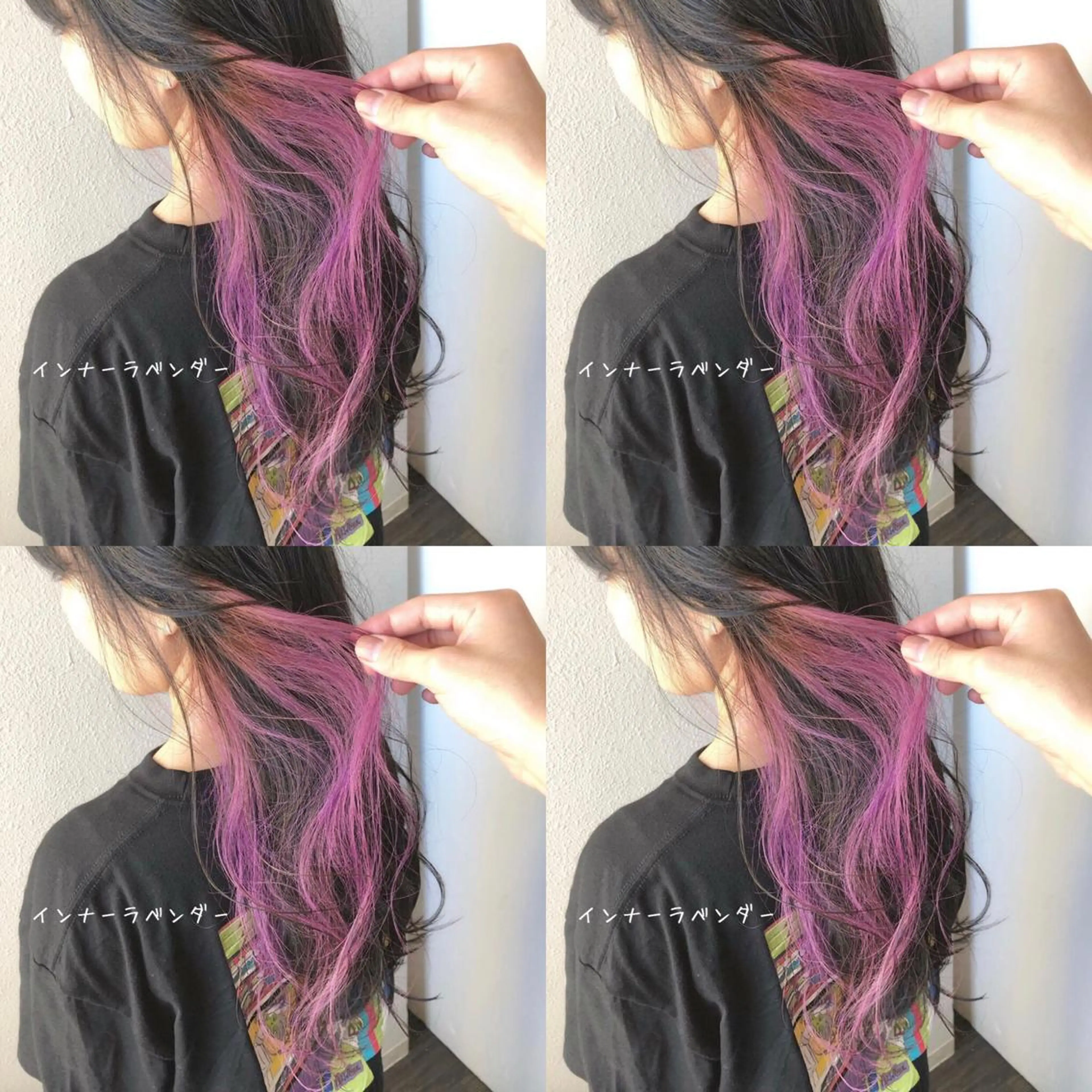 セミロング カラー ブリーチ パープルカラー あさだ しゅうたろうのヘアスタイル