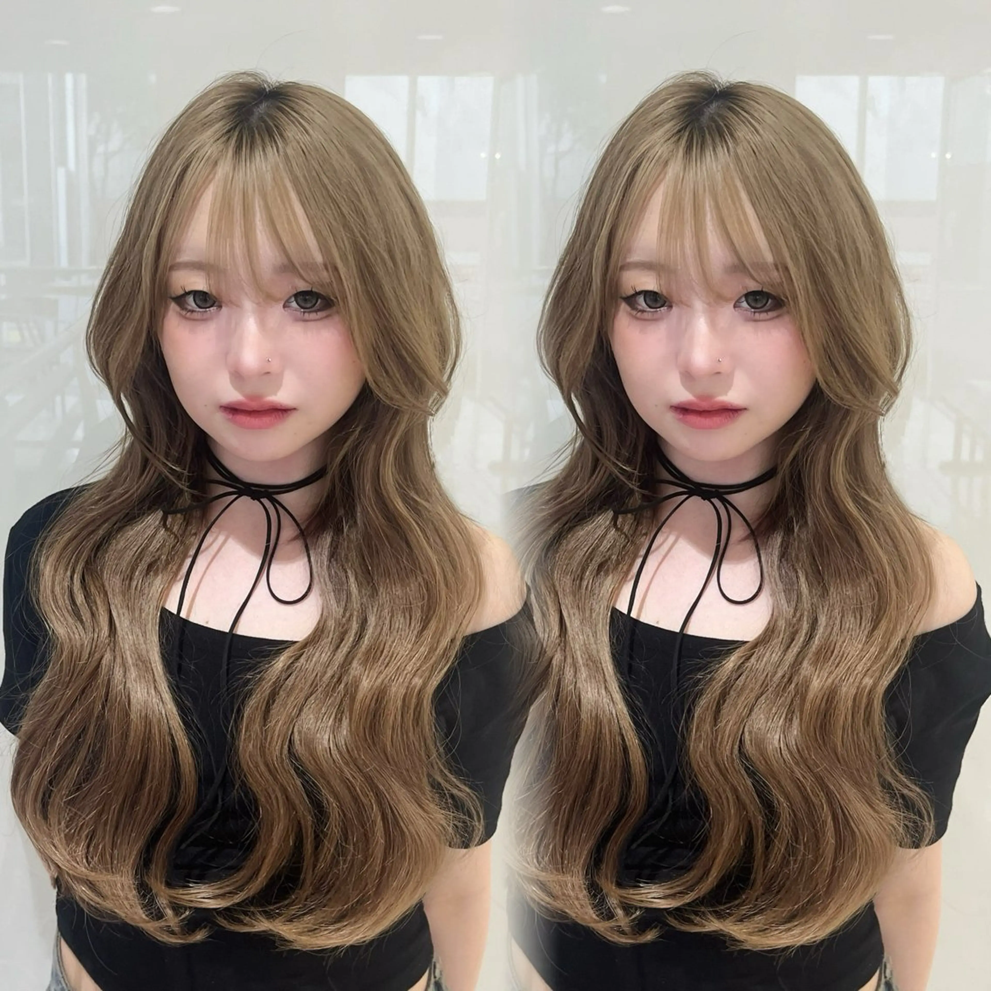 ロング カラー ベージュカラー オリーブベージュ 韓国風ヘア レイヤーカット 🎀 RINKA 🎀のヘアスタイル